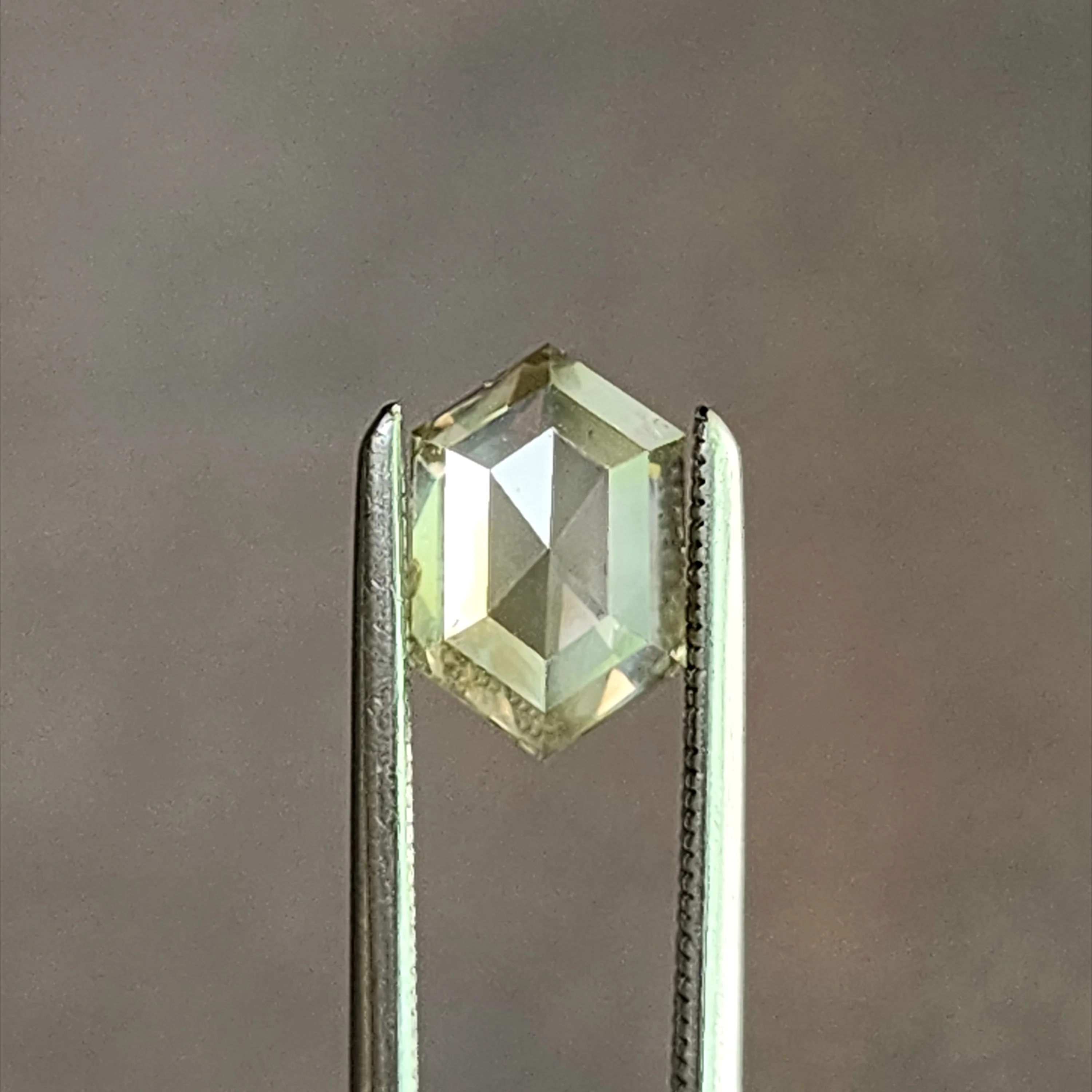 1.29ct Natural Diamond Rose Cut Elongated Hexagon Light Champagne