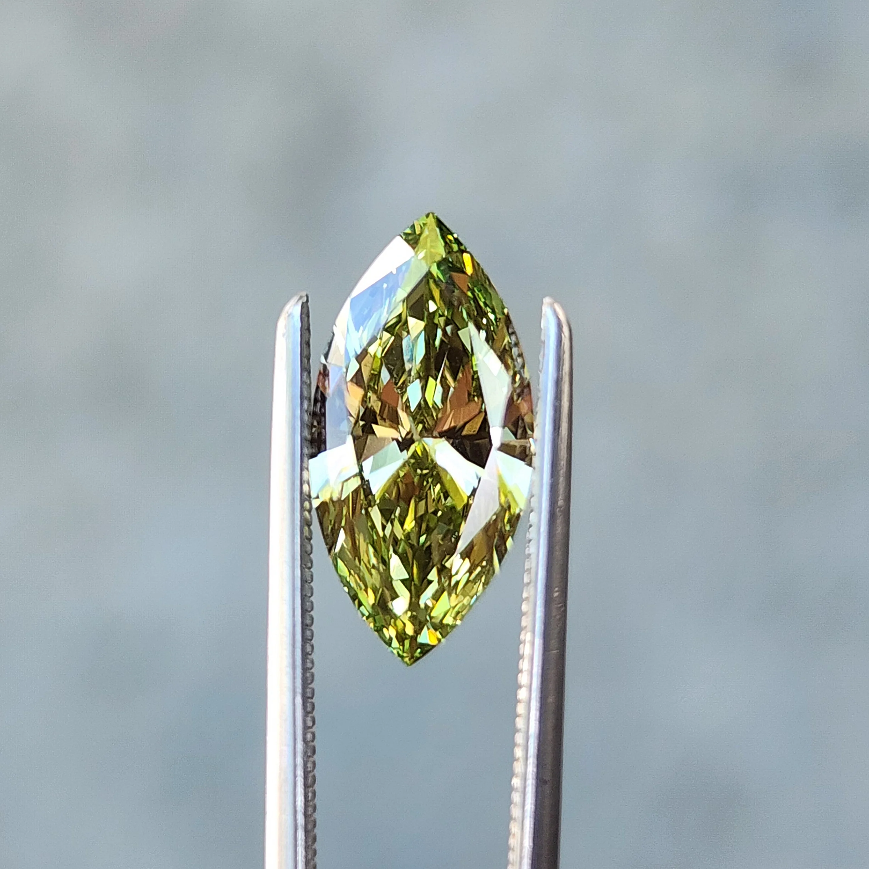 1.70ct Marquise Cut Lab Vivid Green Diamond VS1