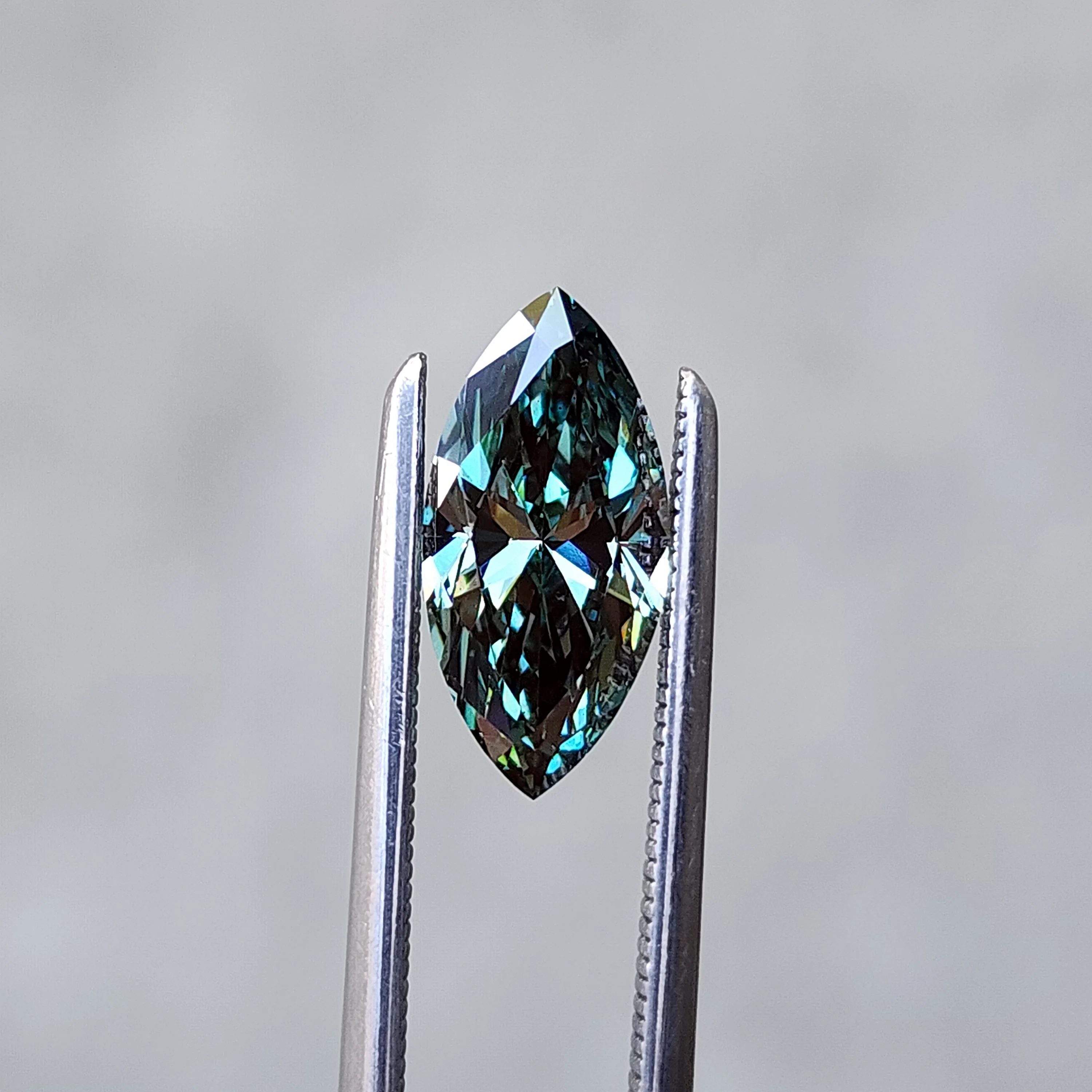 .99ct Marquise Cut Lab Teal Vivid Green Diamond VS1