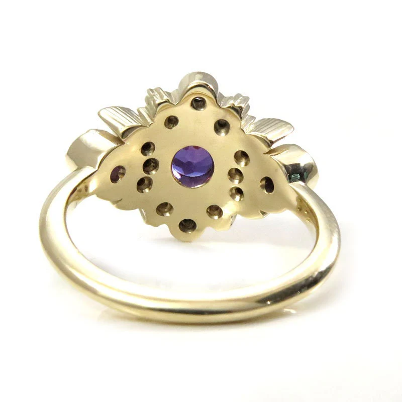 Alexandrite and Natural Diamond Cosmos Gothic Engagement Ring - 14k Yellow Gold - Nature Inspired Bohemian Jewelry - June Birthstone - Image 8