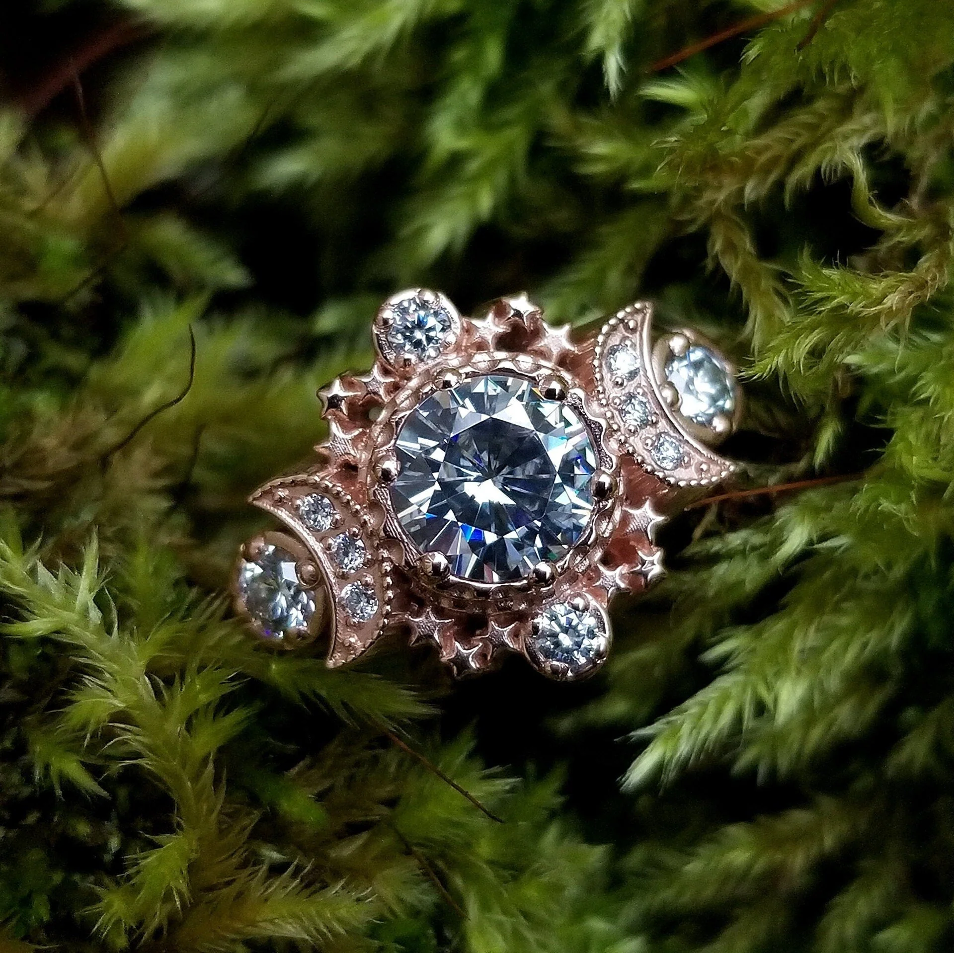 *Setting Only* Custom Cosmos Engagement Ring for Build your own Ring 14k Gold - Image 7