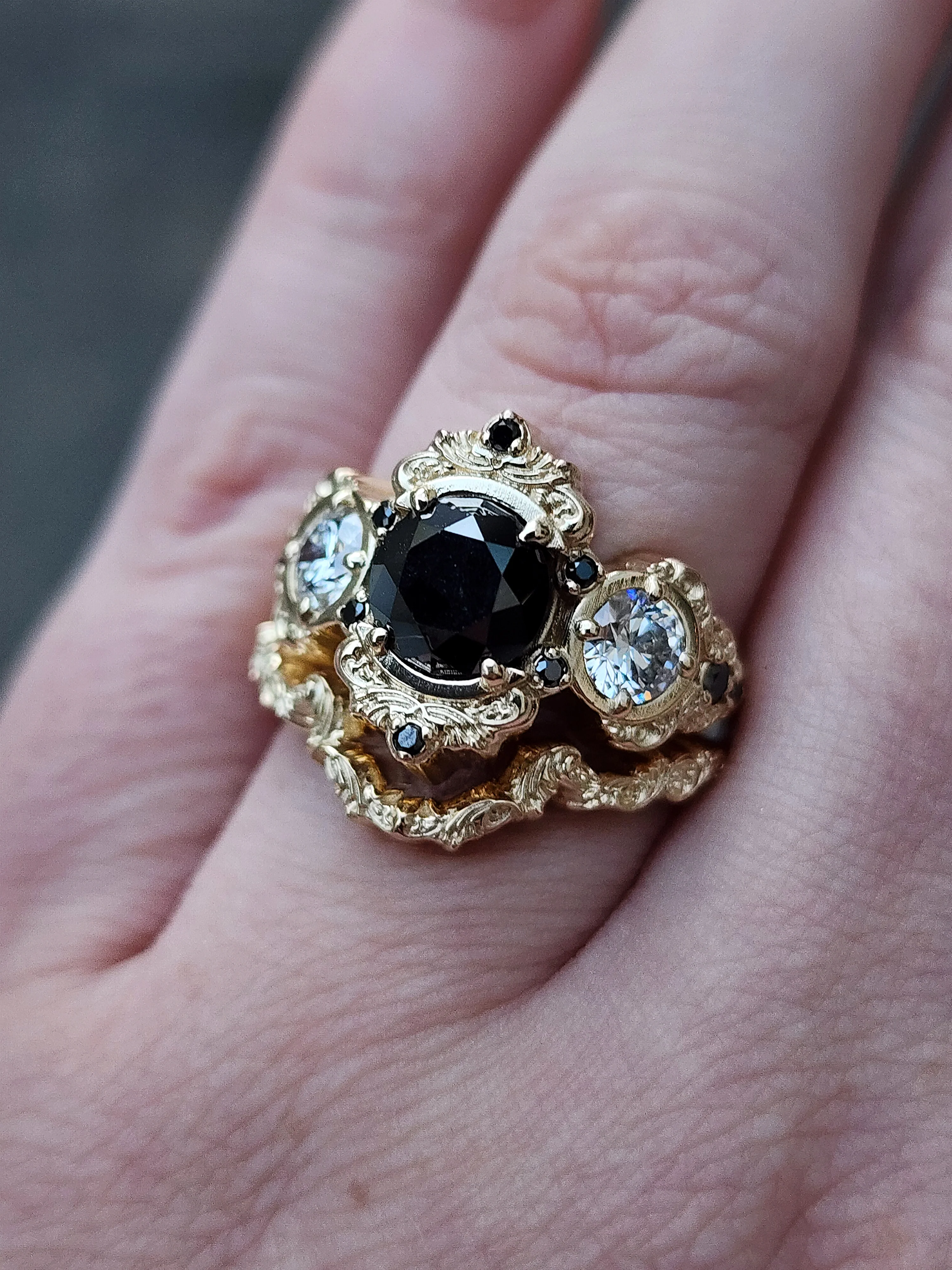 *Setting Only* Georgette Engagement Ring Set for with Contour Filigree Wedding Band - Image 10