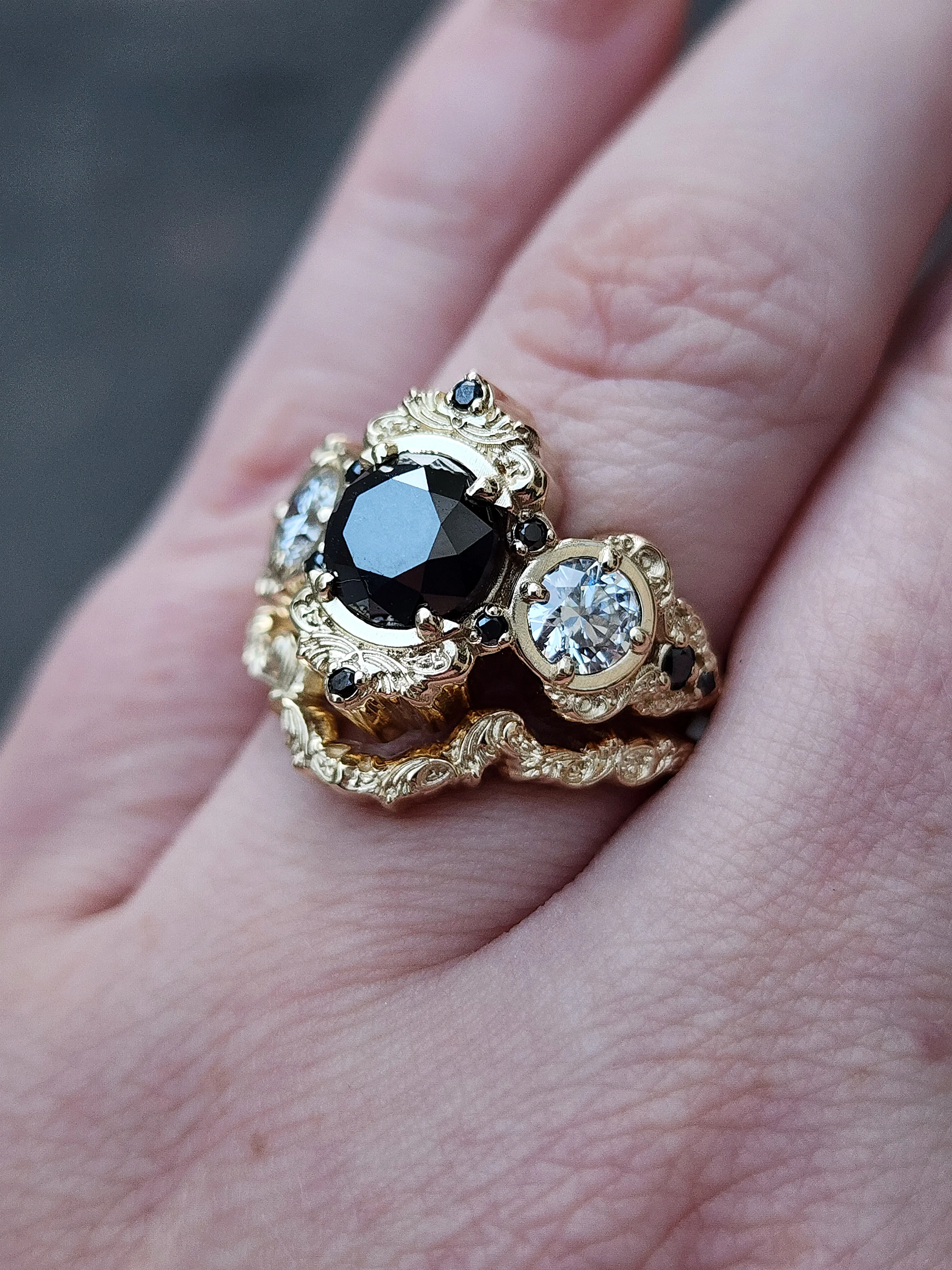 *Setting Only* Georgette Engagement Ring Set for with Contour Filigree Wedding Band - Image 11