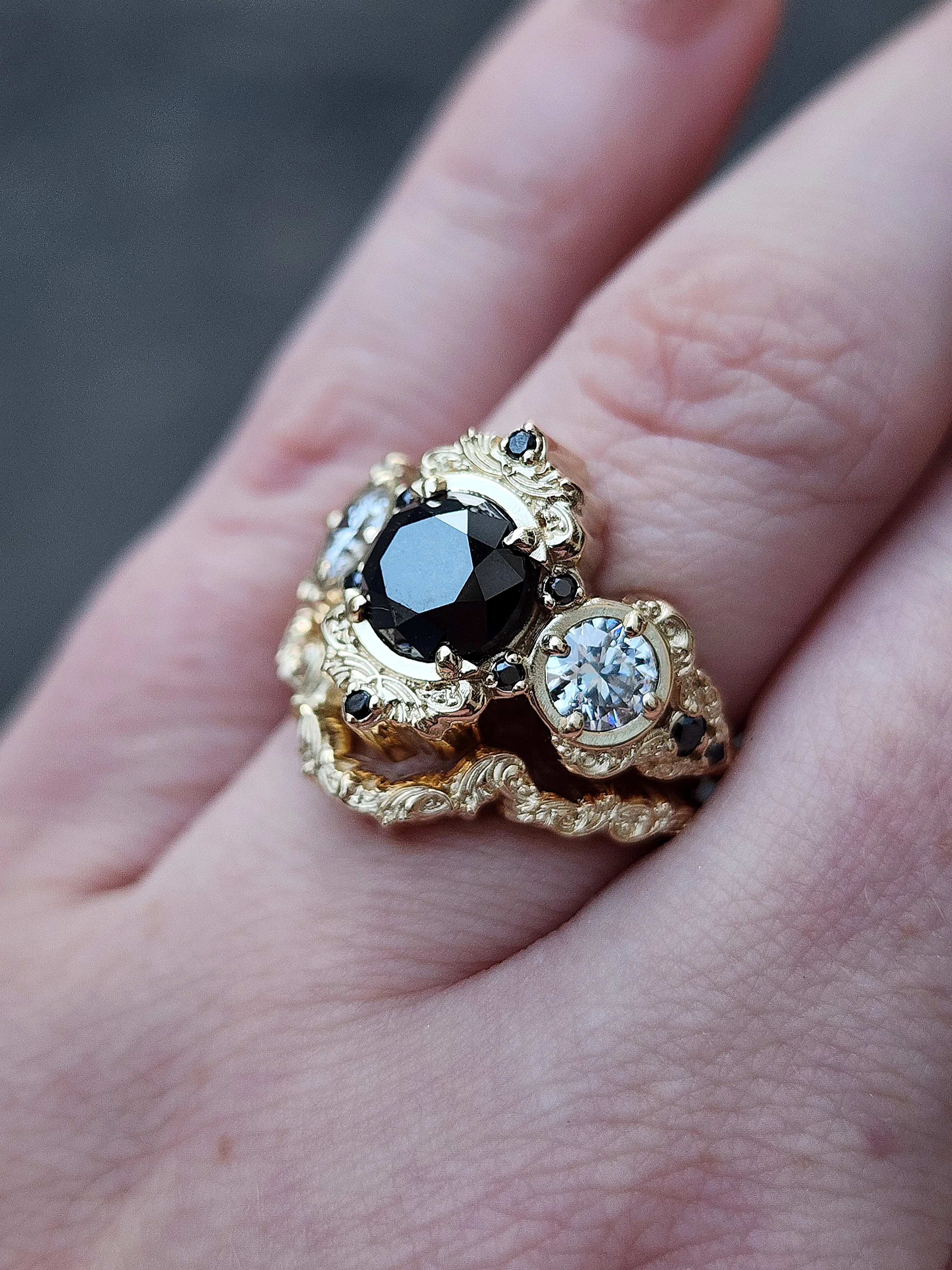*Setting Only* Georgette Engagement Ring Set for with Contour Filigree Wedding Band - Image 14