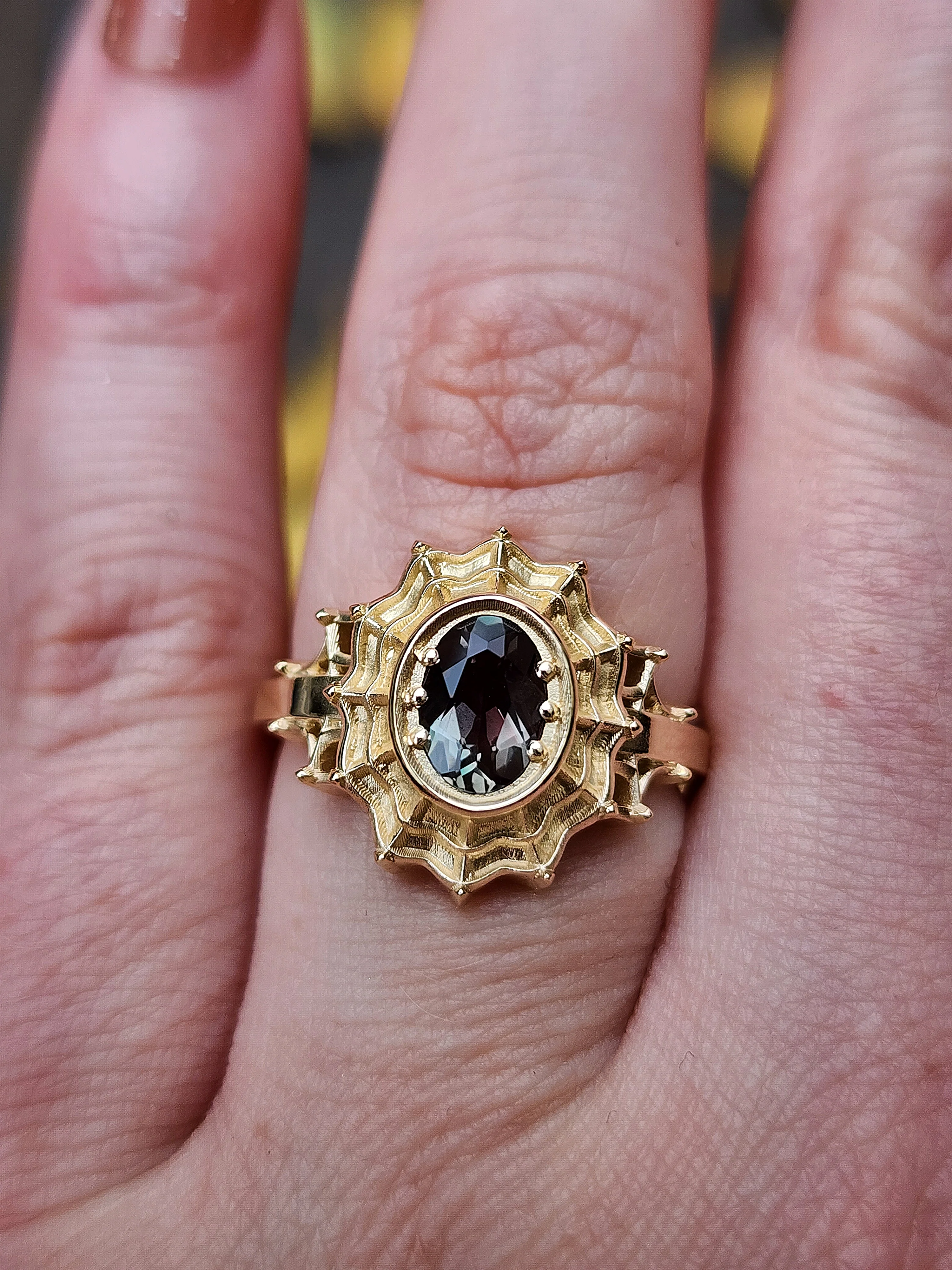 Morticia Spider Web Engagement Ring Gothic 14k Gold Fine Jewelry by SwankMetalsmithing - Image 5
