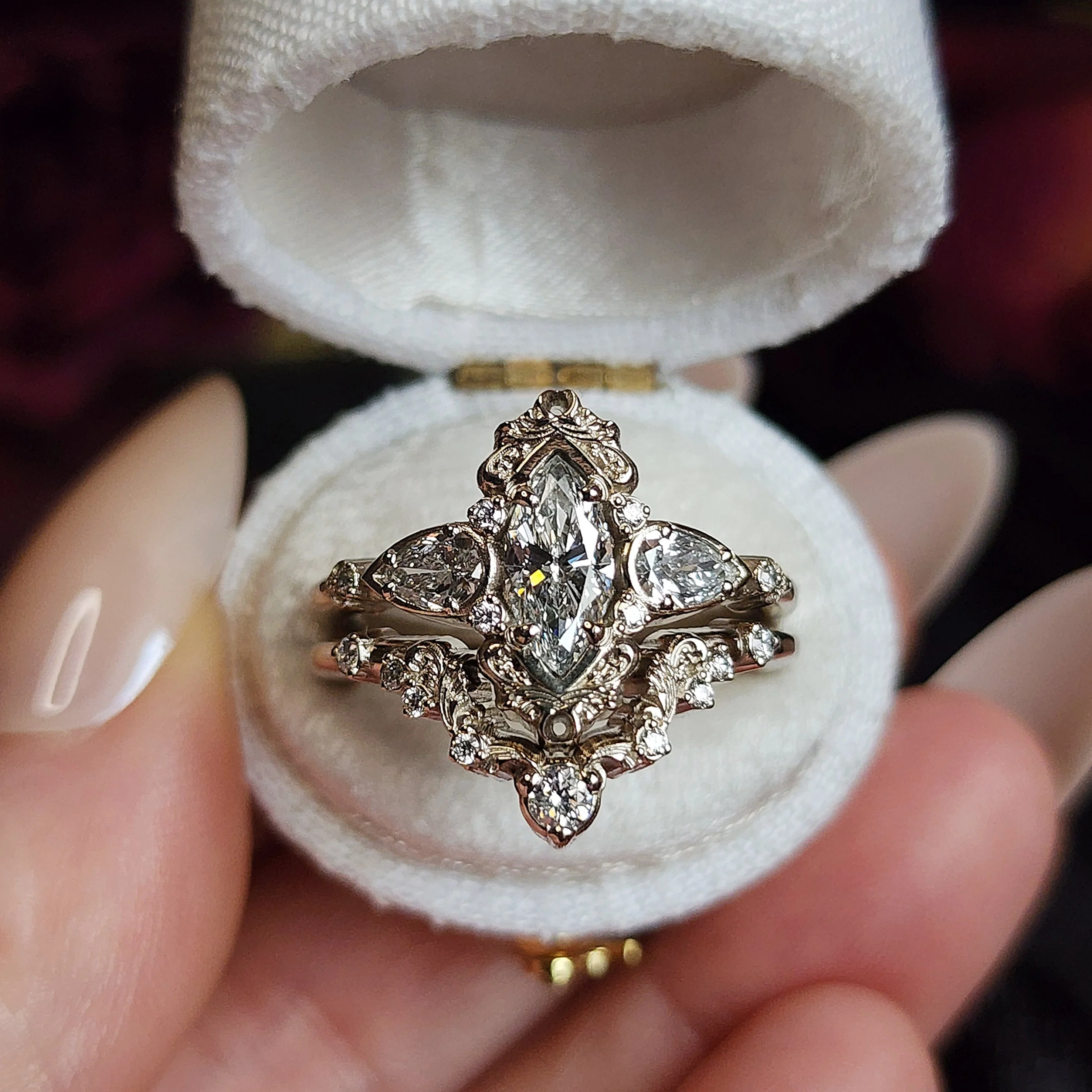 Odette Diamond Wedding Band 14k Gold Fine Jewelry - Dainty Tiny Diamond Stacking Filigree Ring - Image 7