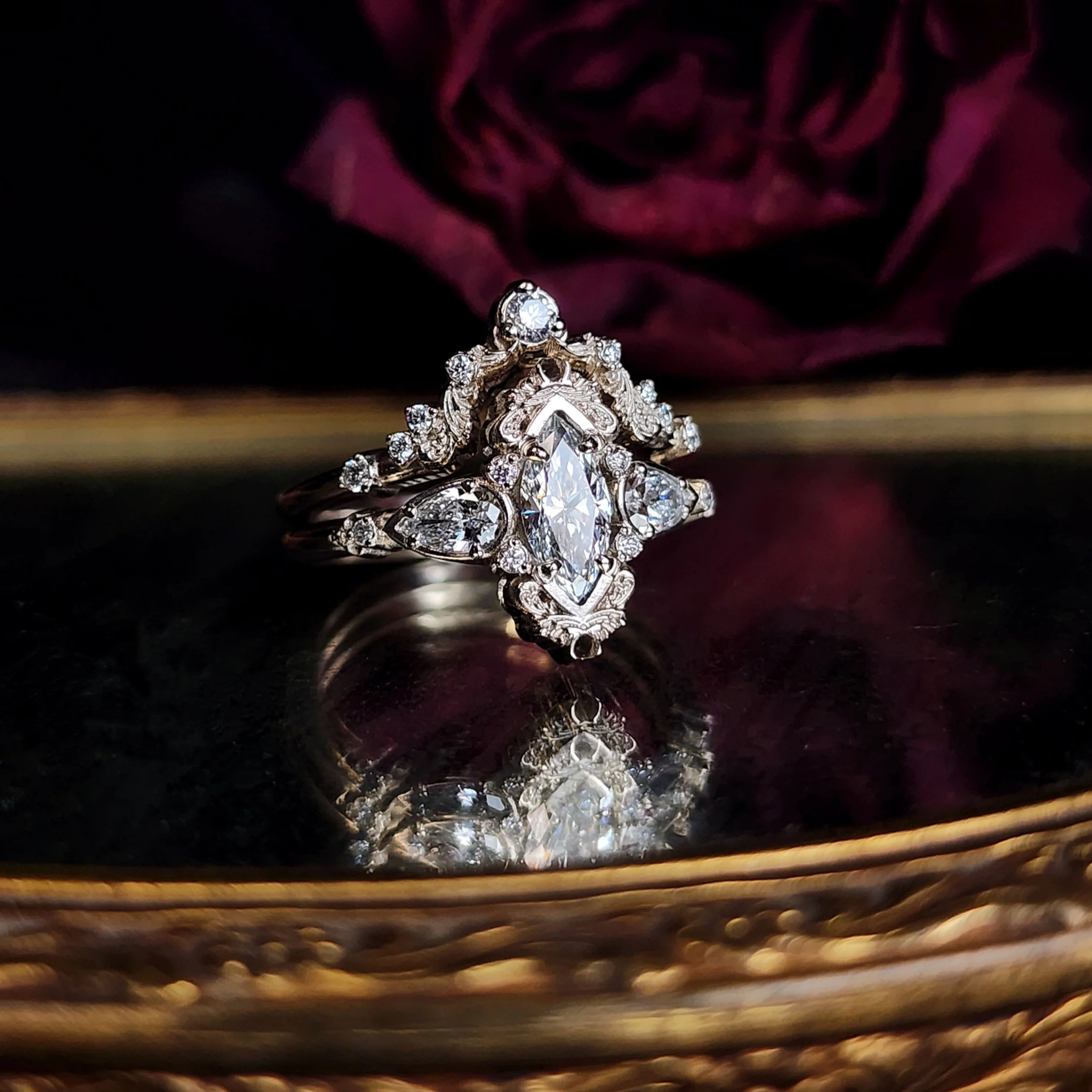 Odette Diamond Wedding Band 14k Gold Fine Jewelry - Dainty Tiny Diamond Stacking Filigree Ring - Image 8