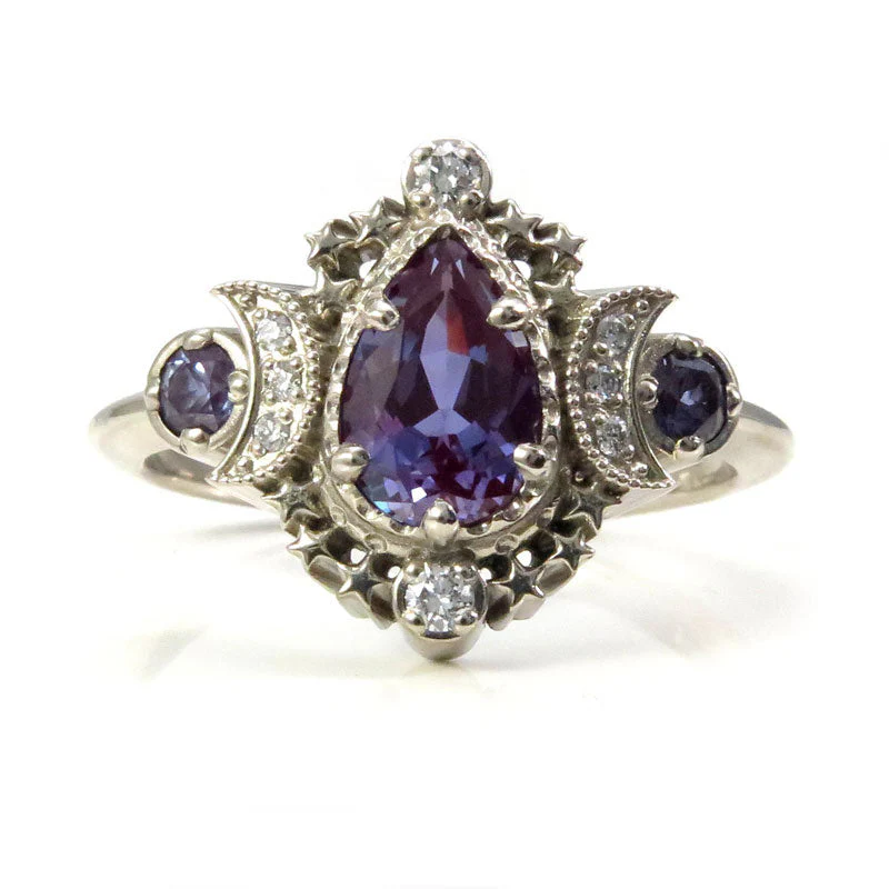 *Setting Only* Pear Cosmos Moon Ring COLORED GEM SIDES for Build your own Ring - Image 4