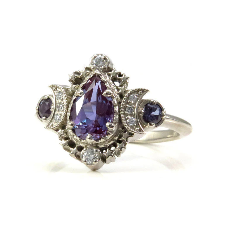 *Setting Only* Pear Cosmos Moon Ring COLORED GEM SIDES for Build your own Ring - Image 9