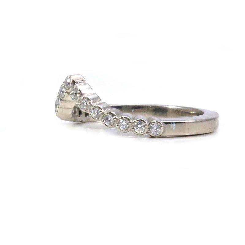 Pointed Pave Diamond Chevron Wedding Band - Architectural Fine Jewelry - Dainty Tiny Diamond Stacking Ring - Image 3