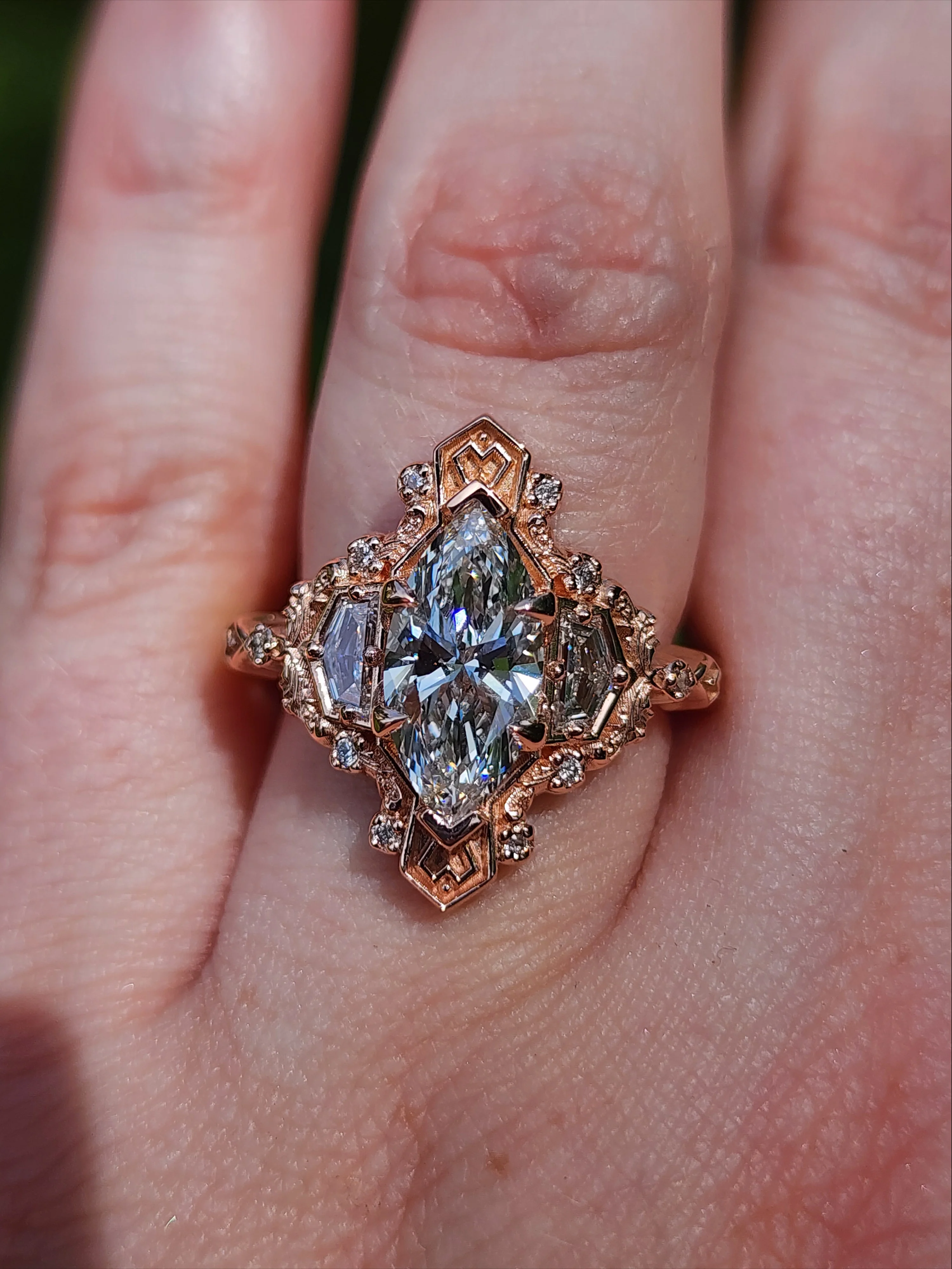 Ready to Ship 8-10 1.74ct Lab Diamond Marquise Lady Guinevere Engagement Ring 14k Rose Gold - Image 11