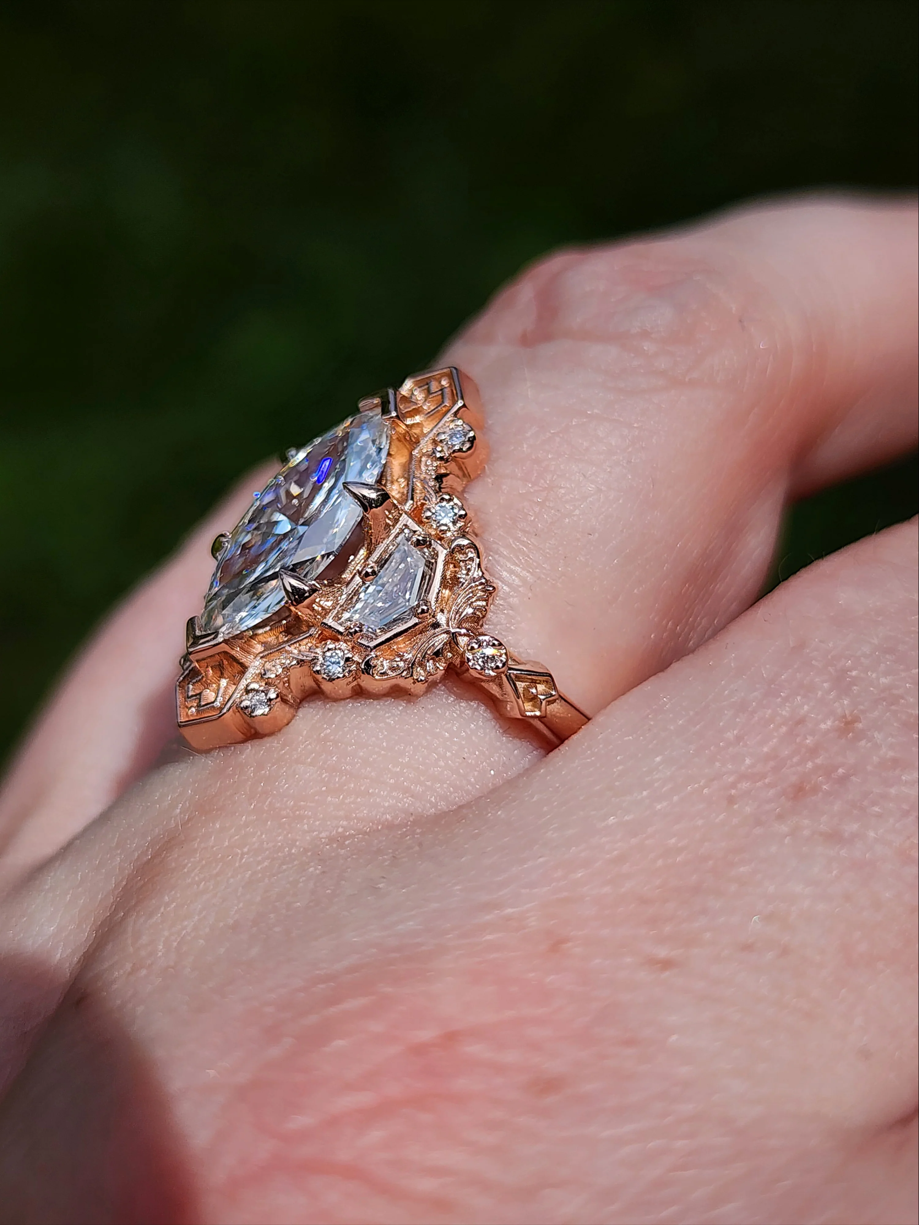 Ready to Ship 8-10 1.74ct Lab Diamond Marquise Lady Guinevere Engagement Ring 14k Rose Gold - Image 12