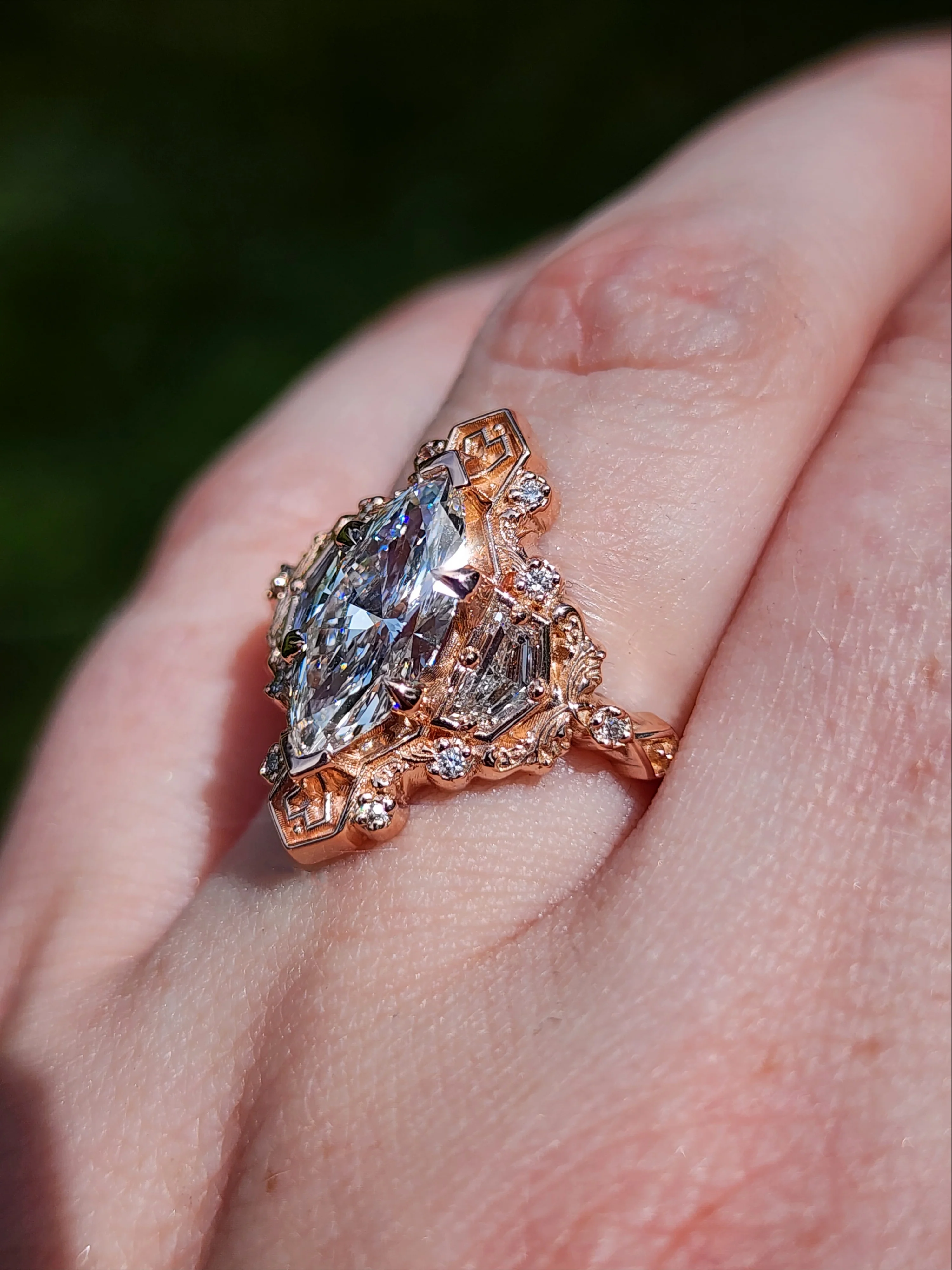 Ready to Ship 8-10 1.74ct Lab Diamond Marquise Lady Guinevere Engagement Ring 14k Rose Gold - Image 13