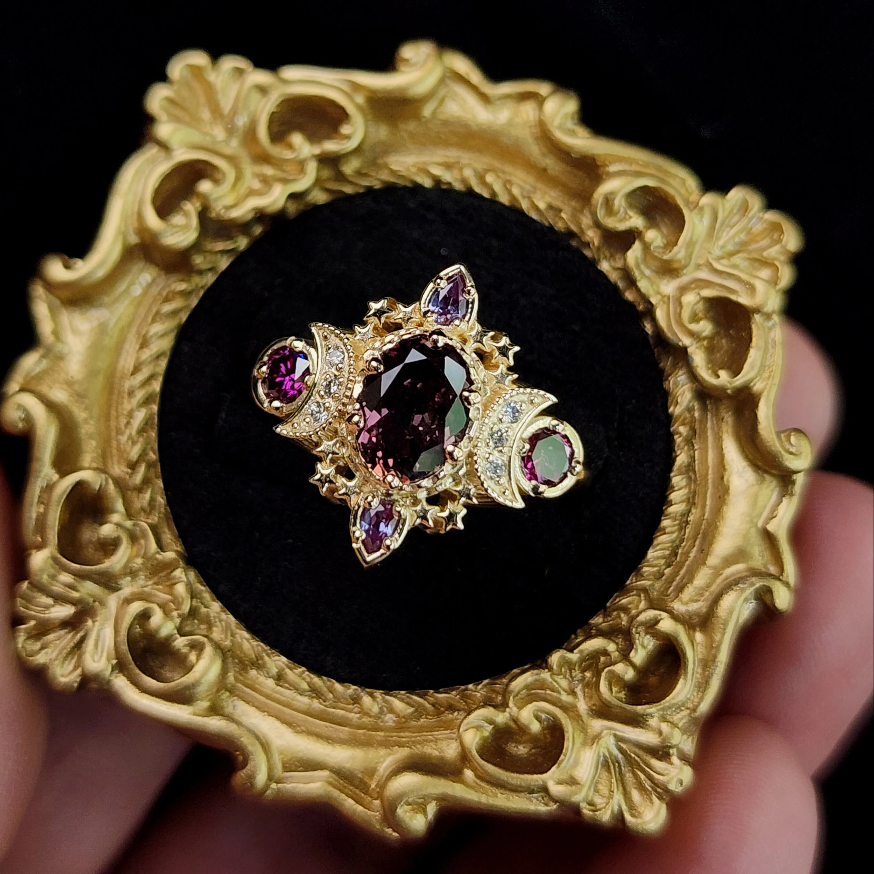 Ready to Ship Size 5.5-7.5 - Sparkling Cosmos with Natural Cranberry Oval Sapphire and Alexandrite - Image 7