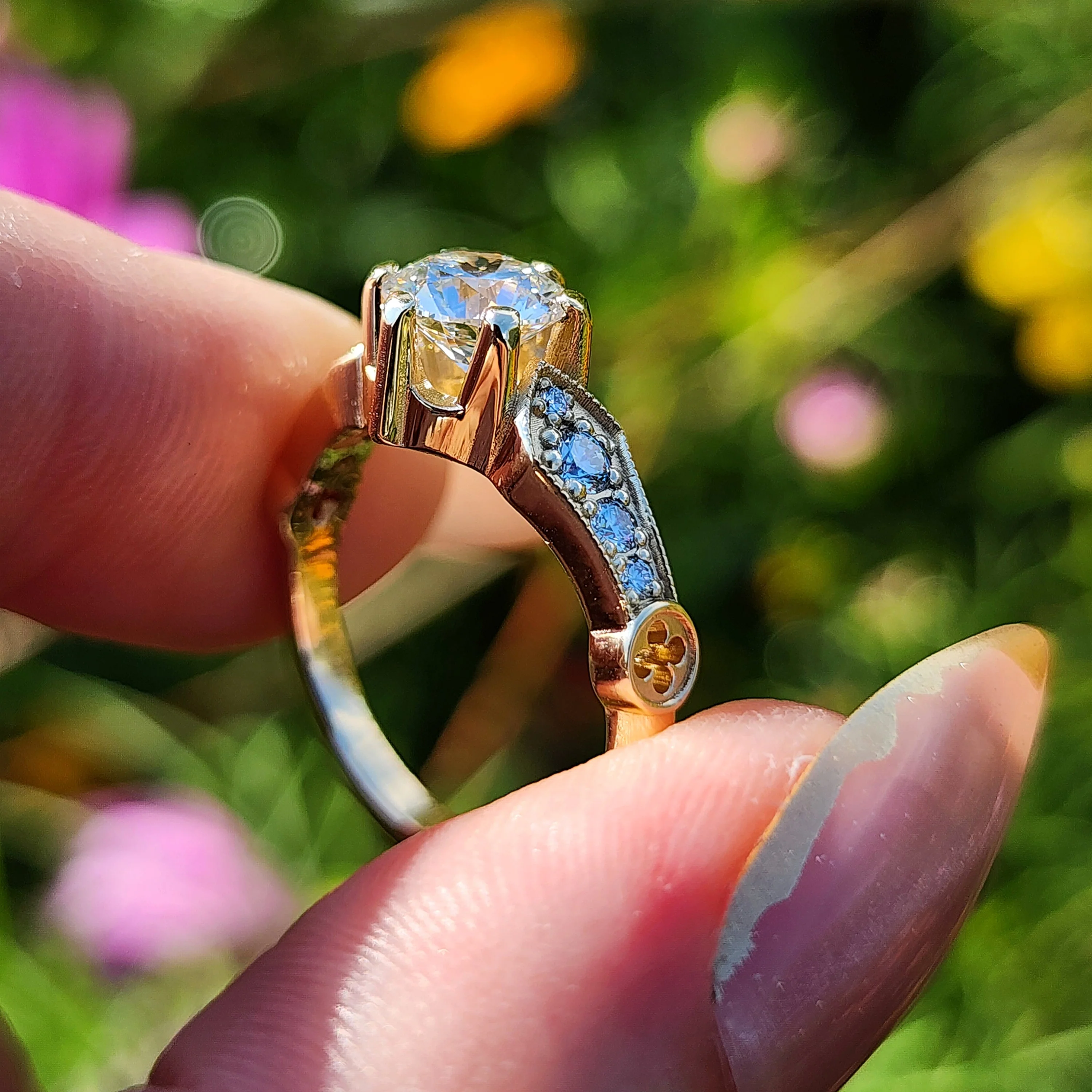 Ready to Ship Size 6-8 - 1.24ct Round Brilliant Hidden Rose Window Lab Diamond Engagement Ring - 14k Yellow Gold - Image 12