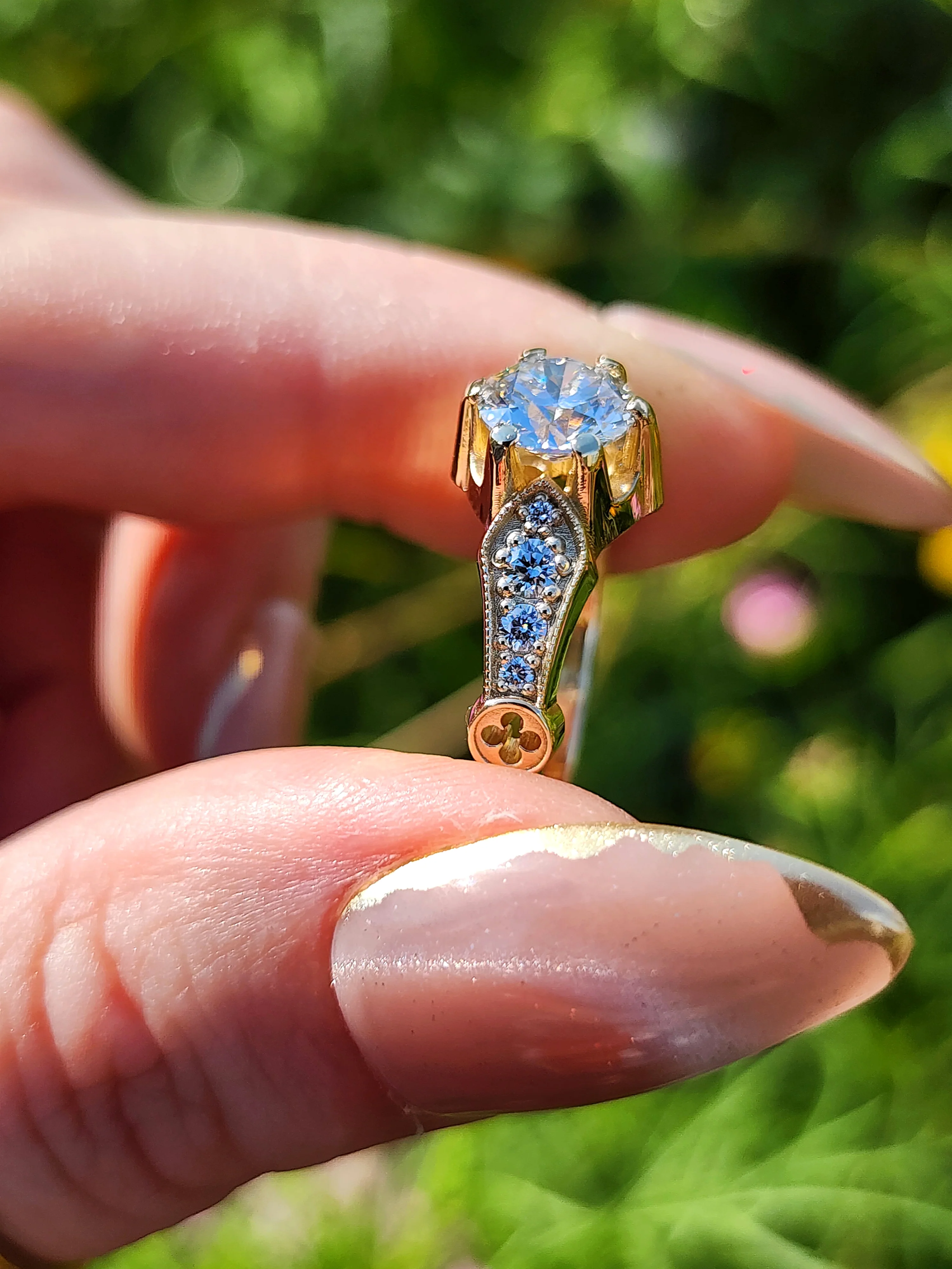Ready to Ship Size 6-8 - 1.24ct Round Brilliant Hidden Rose Window Lab Diamond Engagement Ring - 14k Yellow Gold - Image 13