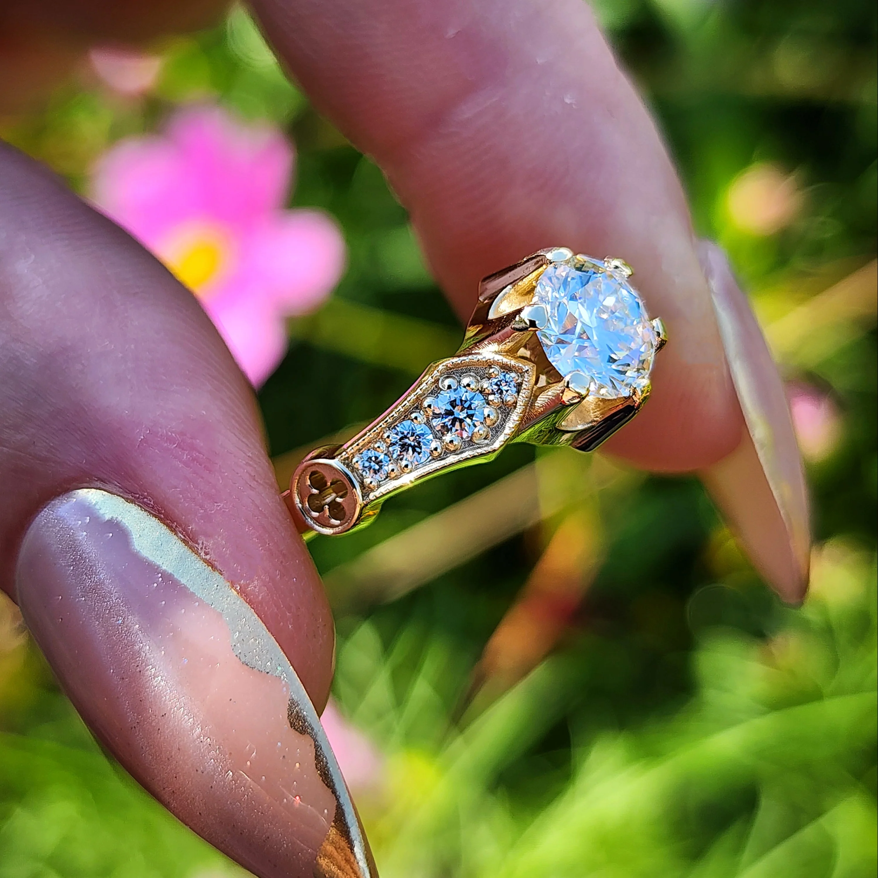 Ready to Ship Size 6-8 - 1.24ct Round Brilliant Hidden Rose Window Lab Diamond Engagement Ring - 14k Yellow Gold - Image 14