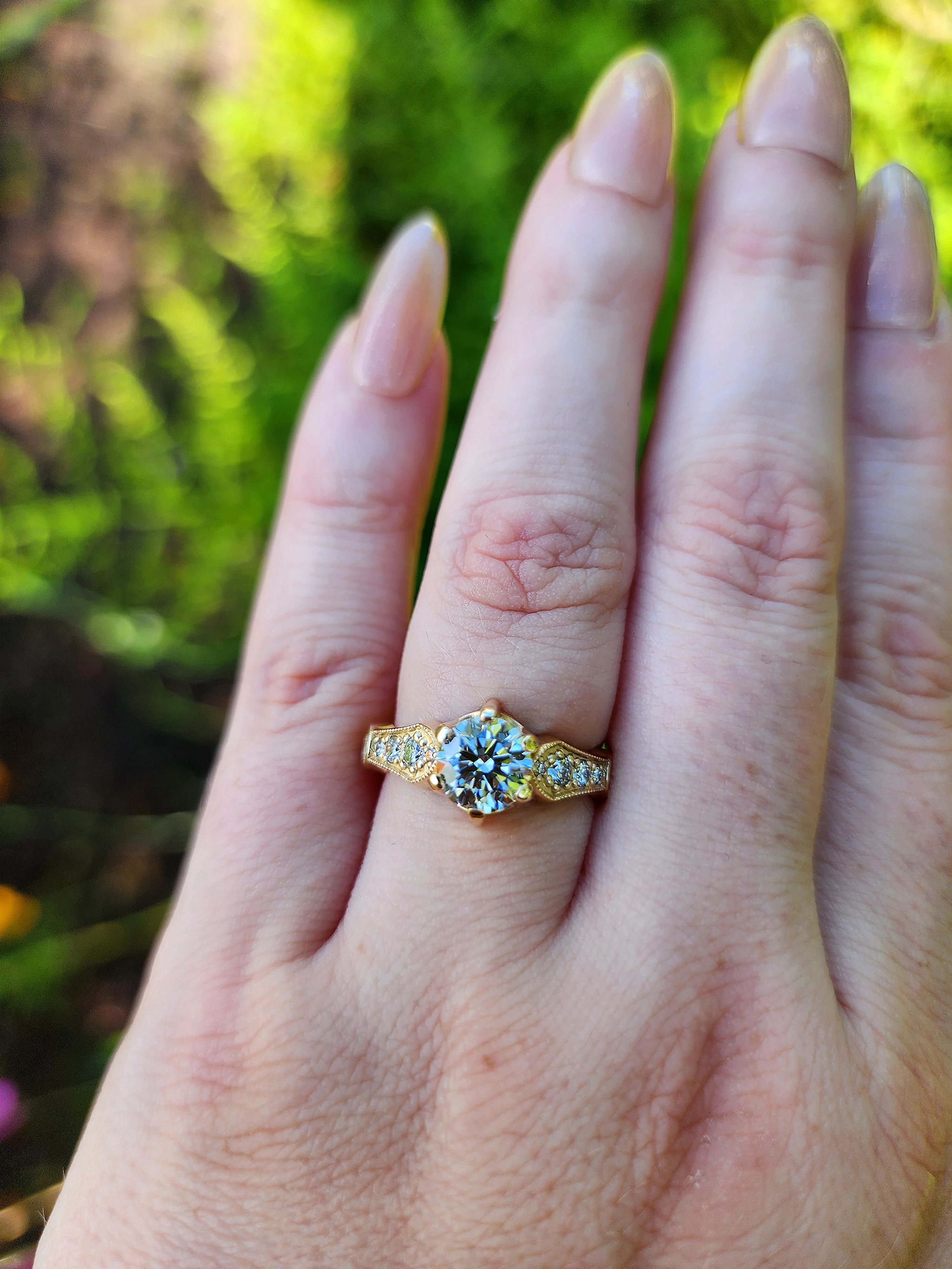 Ready to Ship Size 6-8 - 1.24ct Round Brilliant Hidden Rose Window Lab Diamond Engagement Ring - 14k Yellow Gold - Image 17