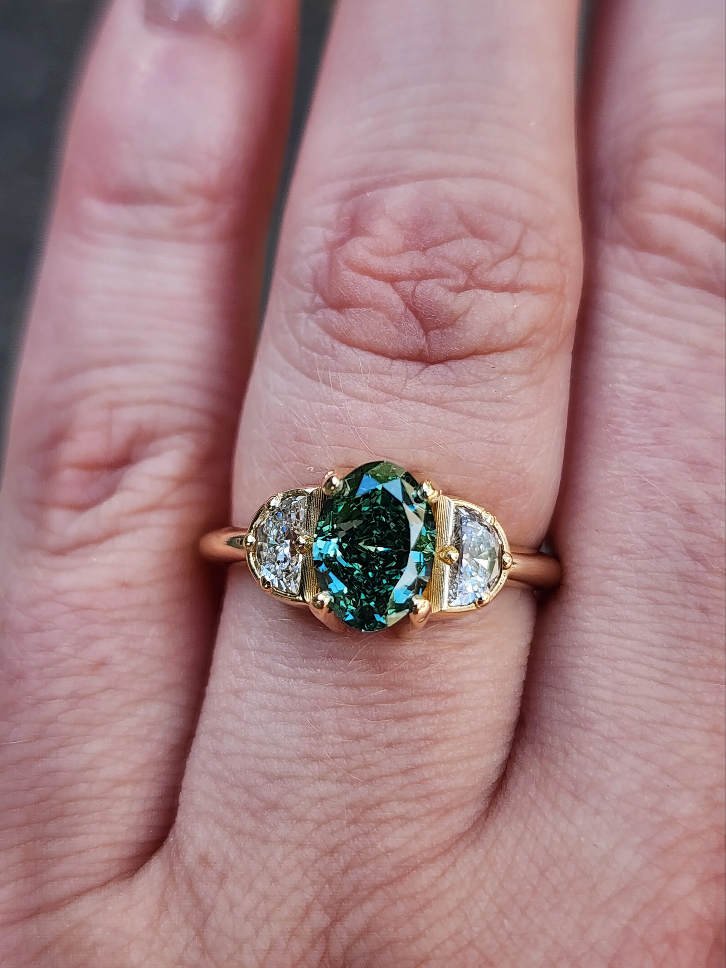*Setting Only* - Diana - 3 Stone Diamond Half Moon Prong set Engagement Ring - Image 12