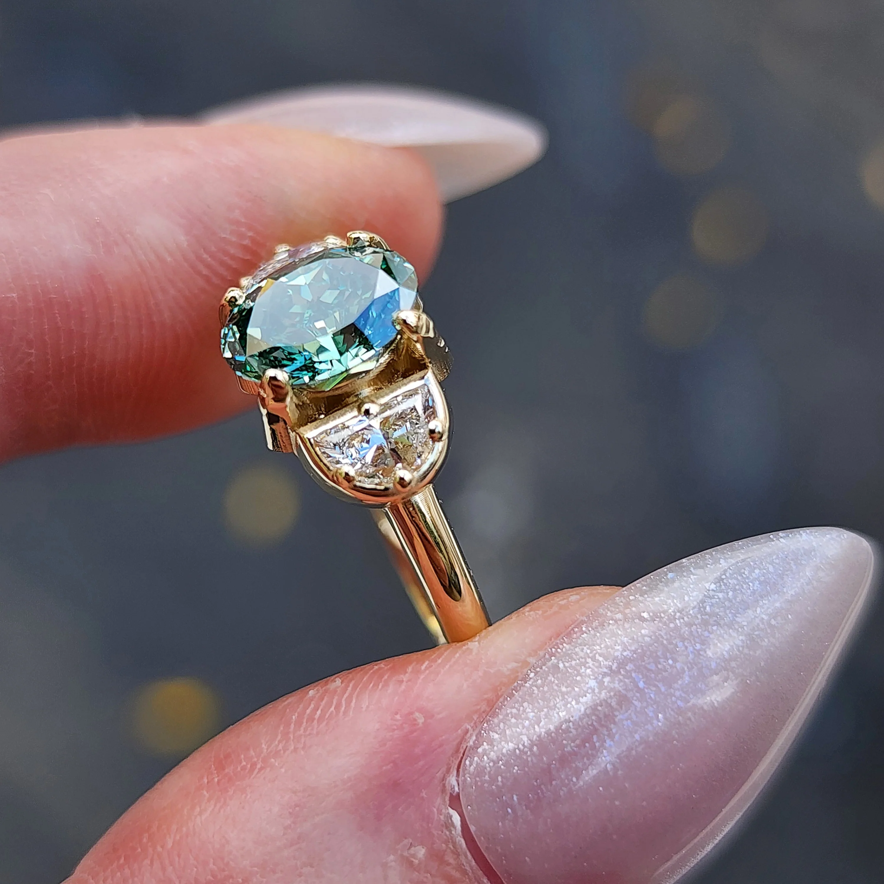 *Setting Only* - Diana - 3 Stone Diamond Half Moon Prong set Engagement Ring - Image 9