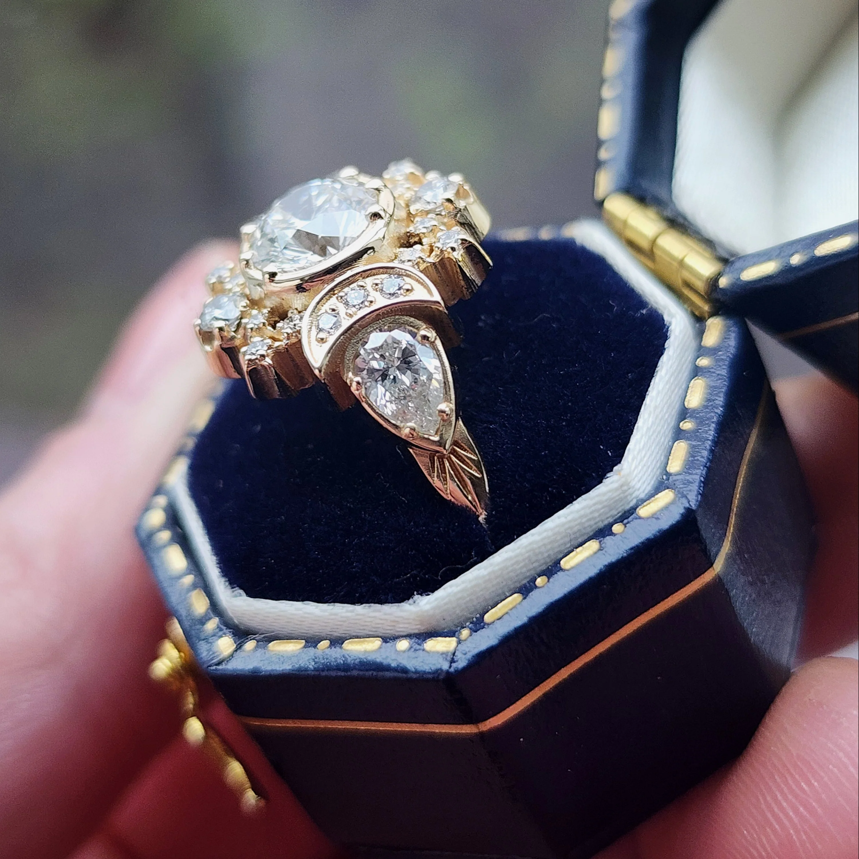 Ready to Ship Size 6-8 - Infinite Cosmos Engagement Ring with Natural Diamonds Celestial 14k Yellow Gold - Image 6