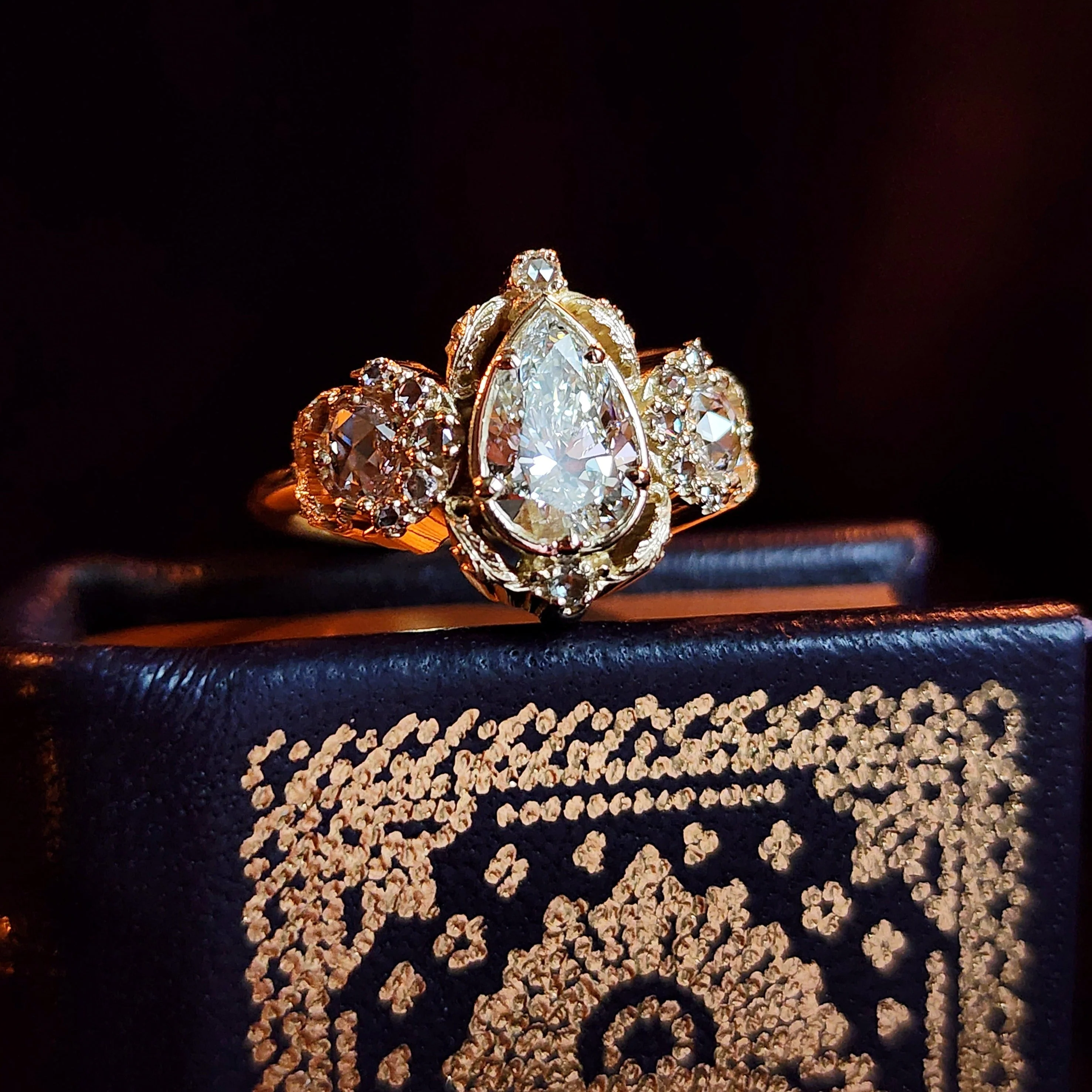 *Setting Only* Goodnight Moon Ring with Rose Cut Diamonds for Build Your Own - Image 6
