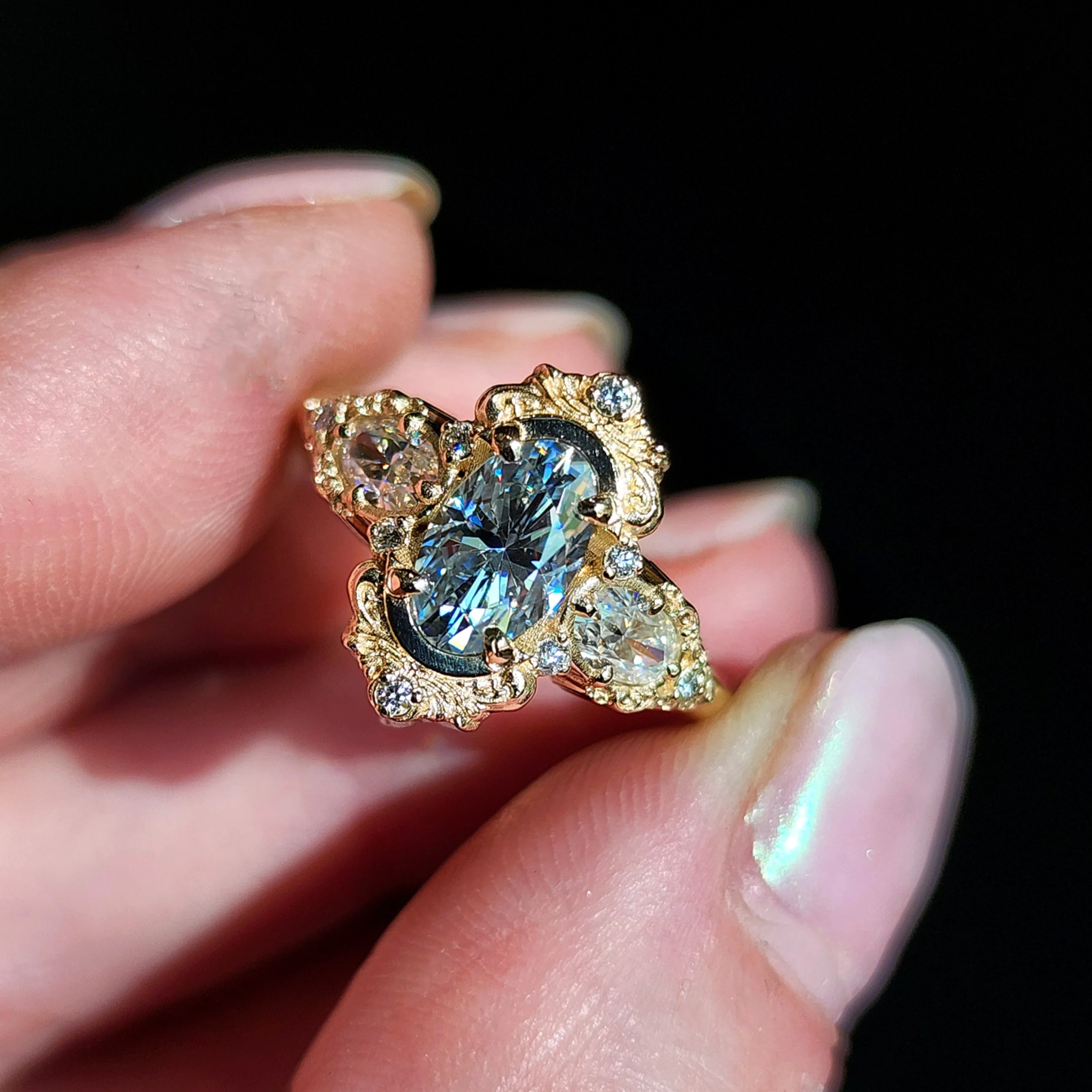 *Setting Only* Josephine Engagement Ring with Oval Side Stones - Image 2