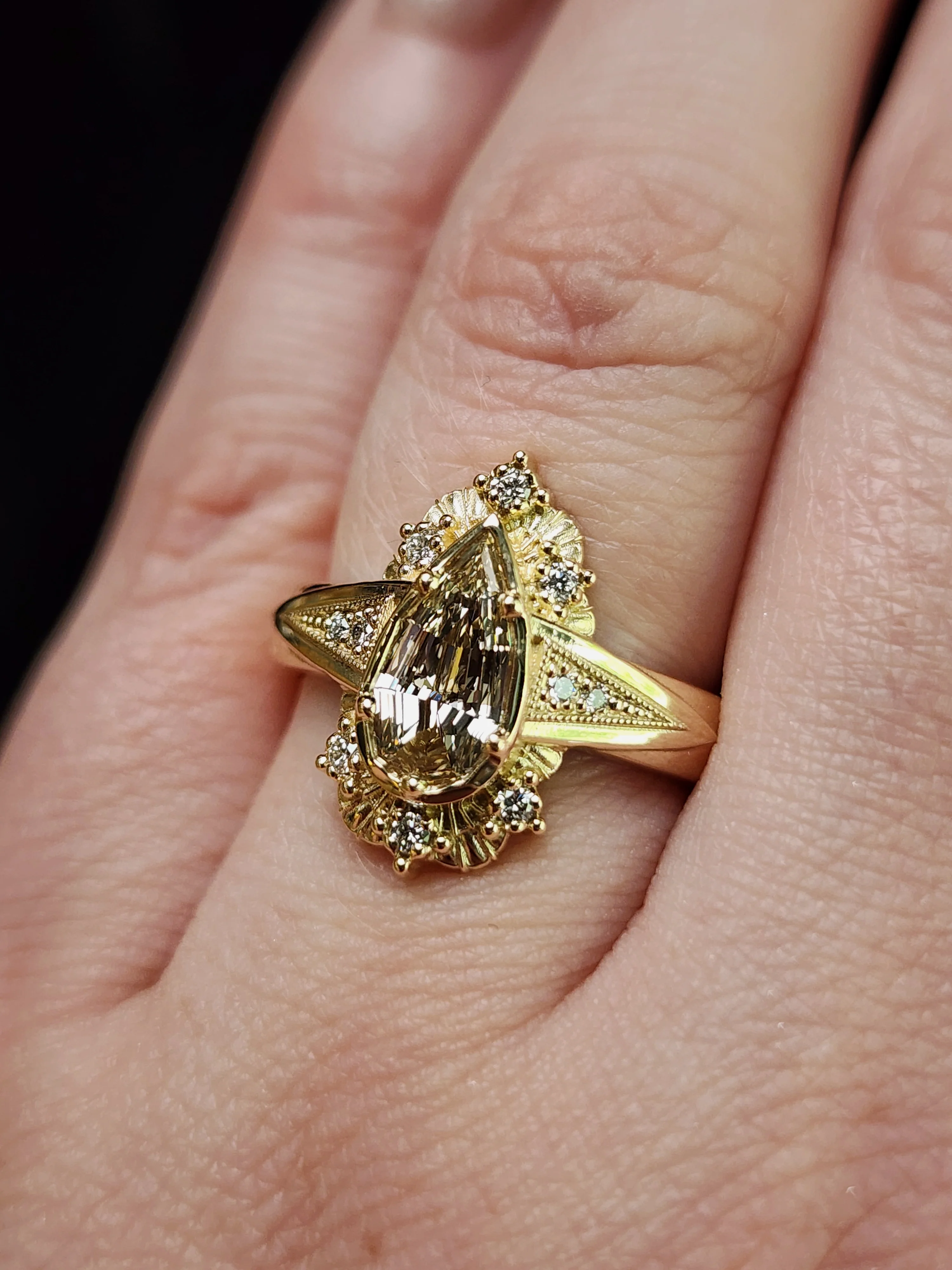 *Setting Only* Lady Anne Wide Band Art Deco Tudor Ring - Image 10