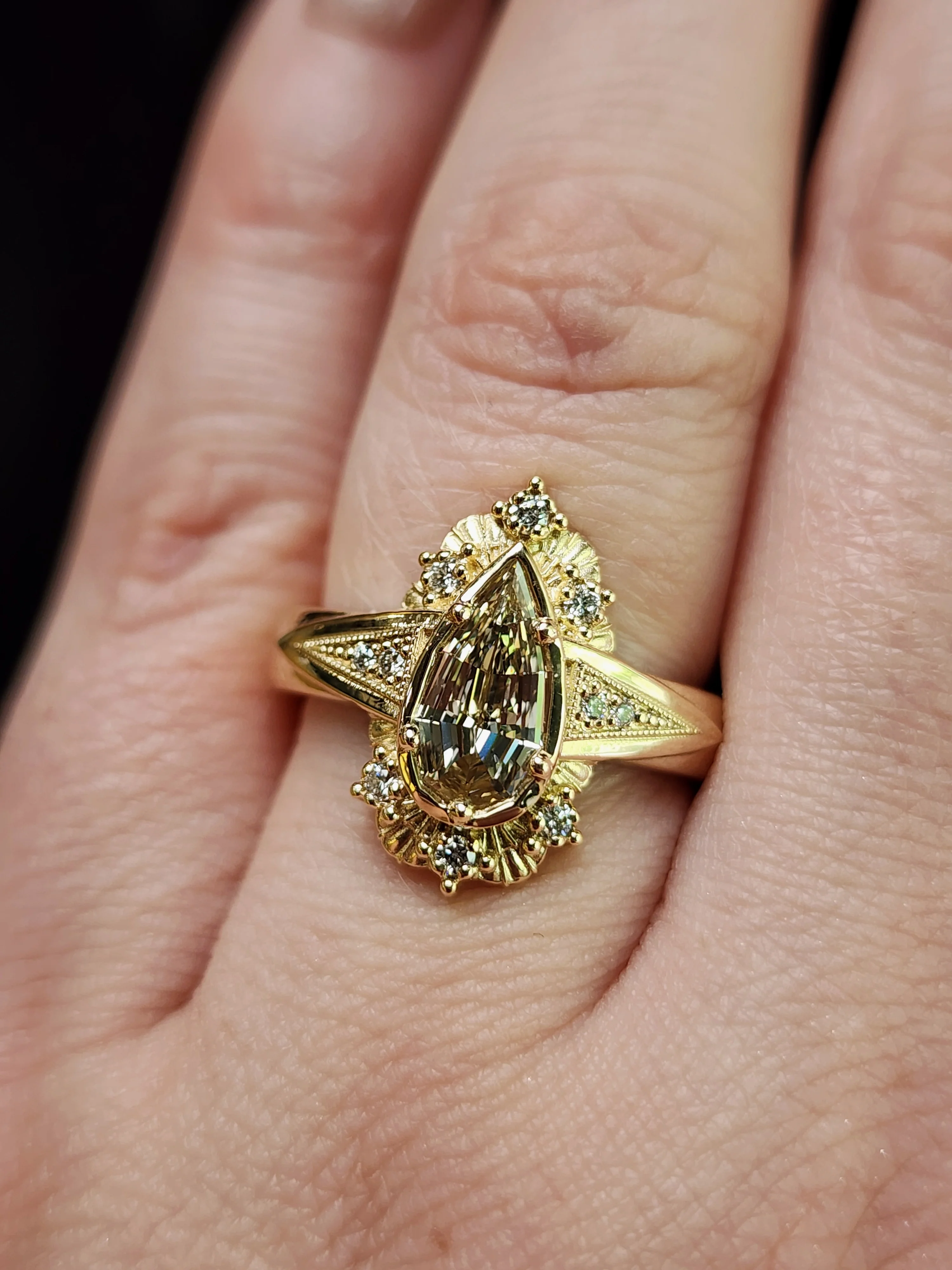 *Setting Only* Lady Anne Wide Band Art Deco Tudor Ring - Image 11