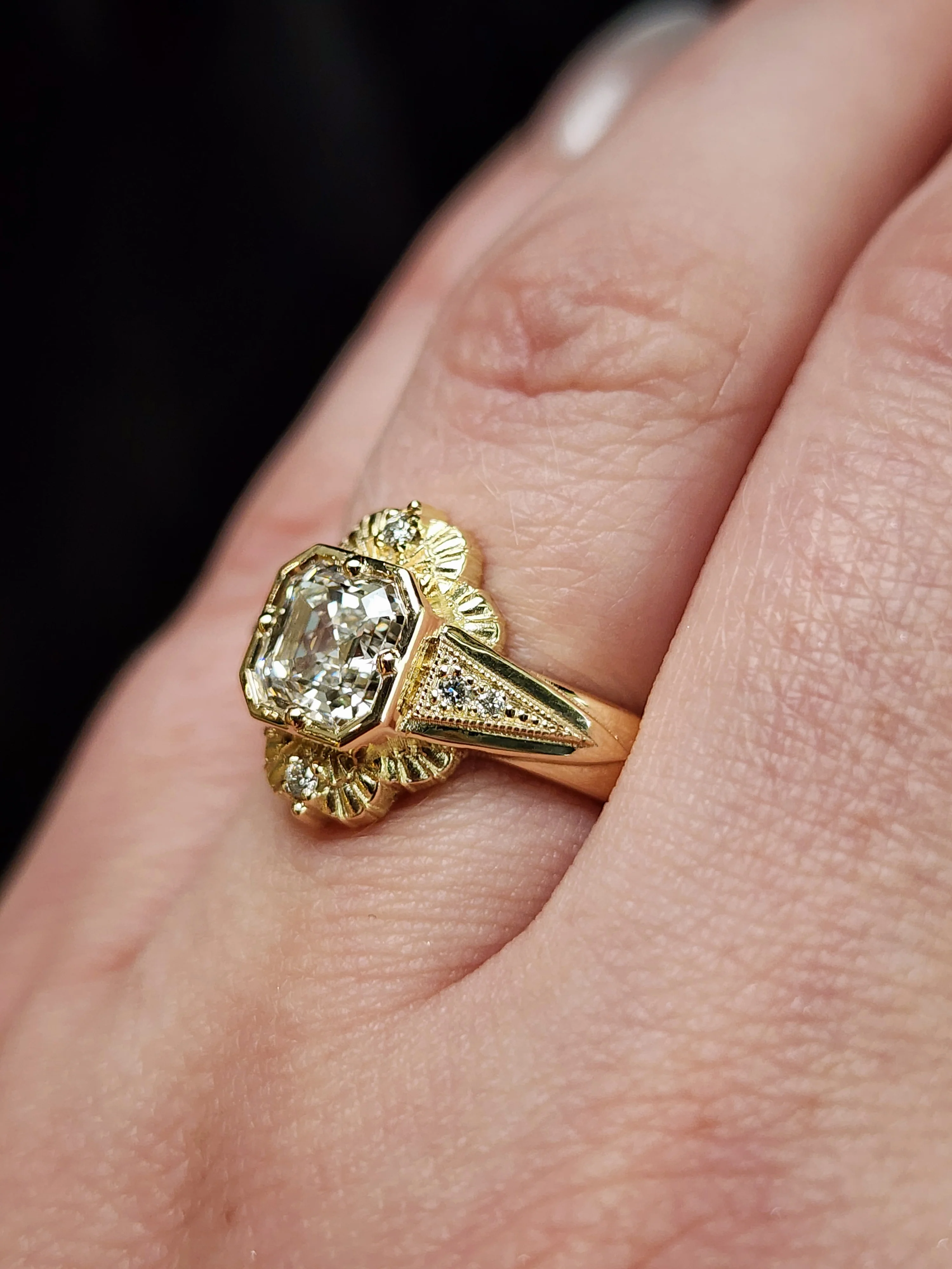 *Setting Only* Lady Mary Art Deco Tudor Wide Band Ring - Image 11
