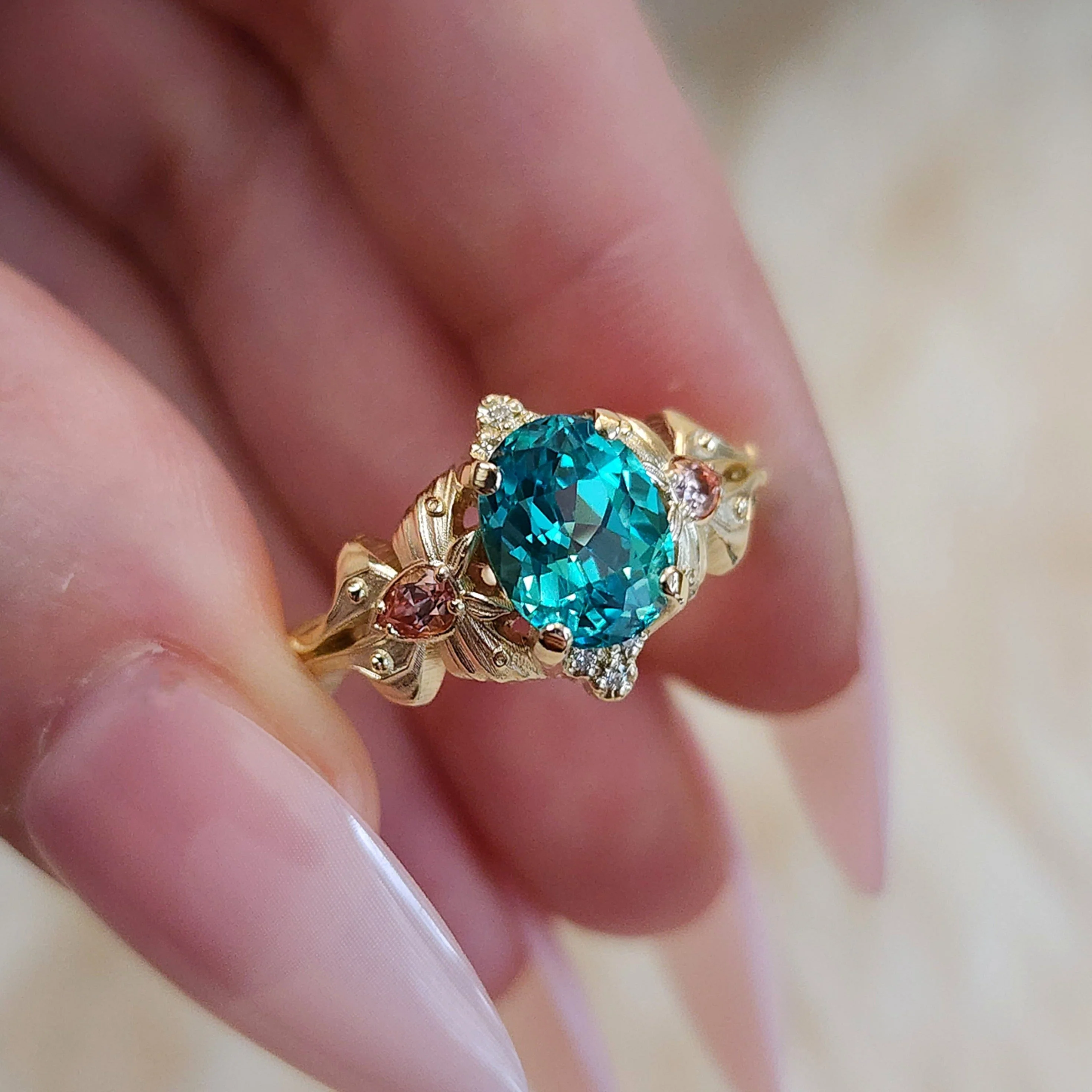 *Setting Only* Luna Moth Engagement Ring for Build Your Own Ring - COLORED GEM PEARS - Image 10
