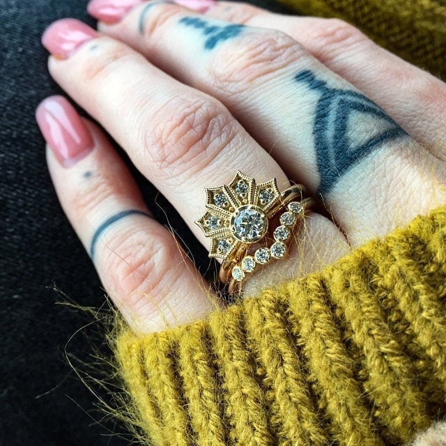 *Setting Only* Modern Art Deco Crown Engagement Ring Set for Build Your Own Ring