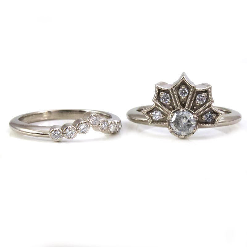 *Setting Only* Modern Art Deco Crown Engagement Ring Set for Build Your Own Ring - Image 5