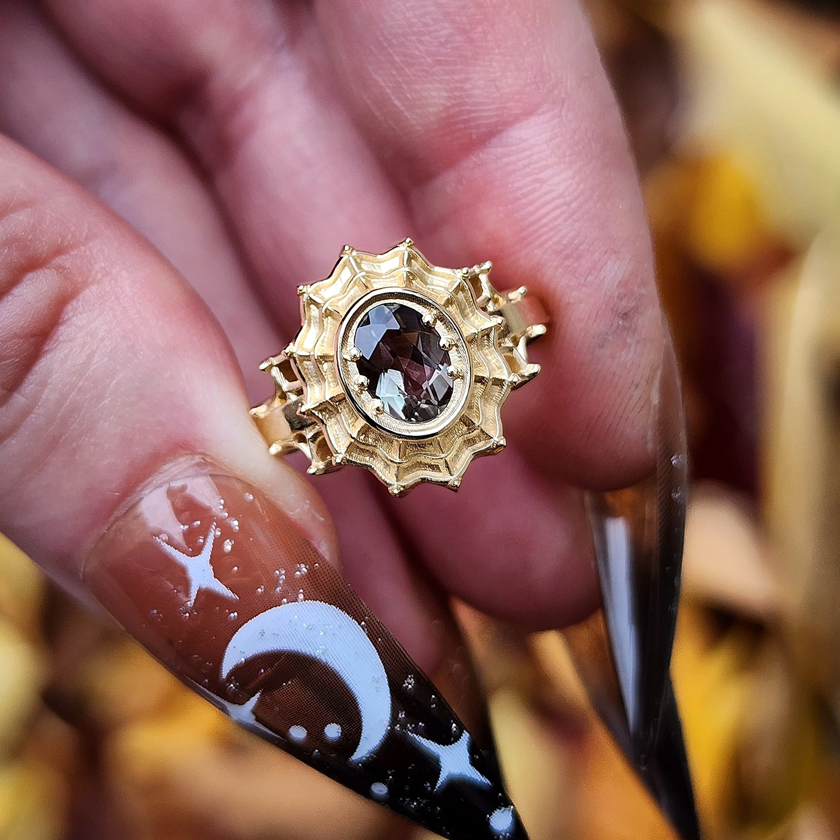 *Setting Only* Morticia Spider Web Engagement Ring - For Build your Own Custom Ring - Image 2