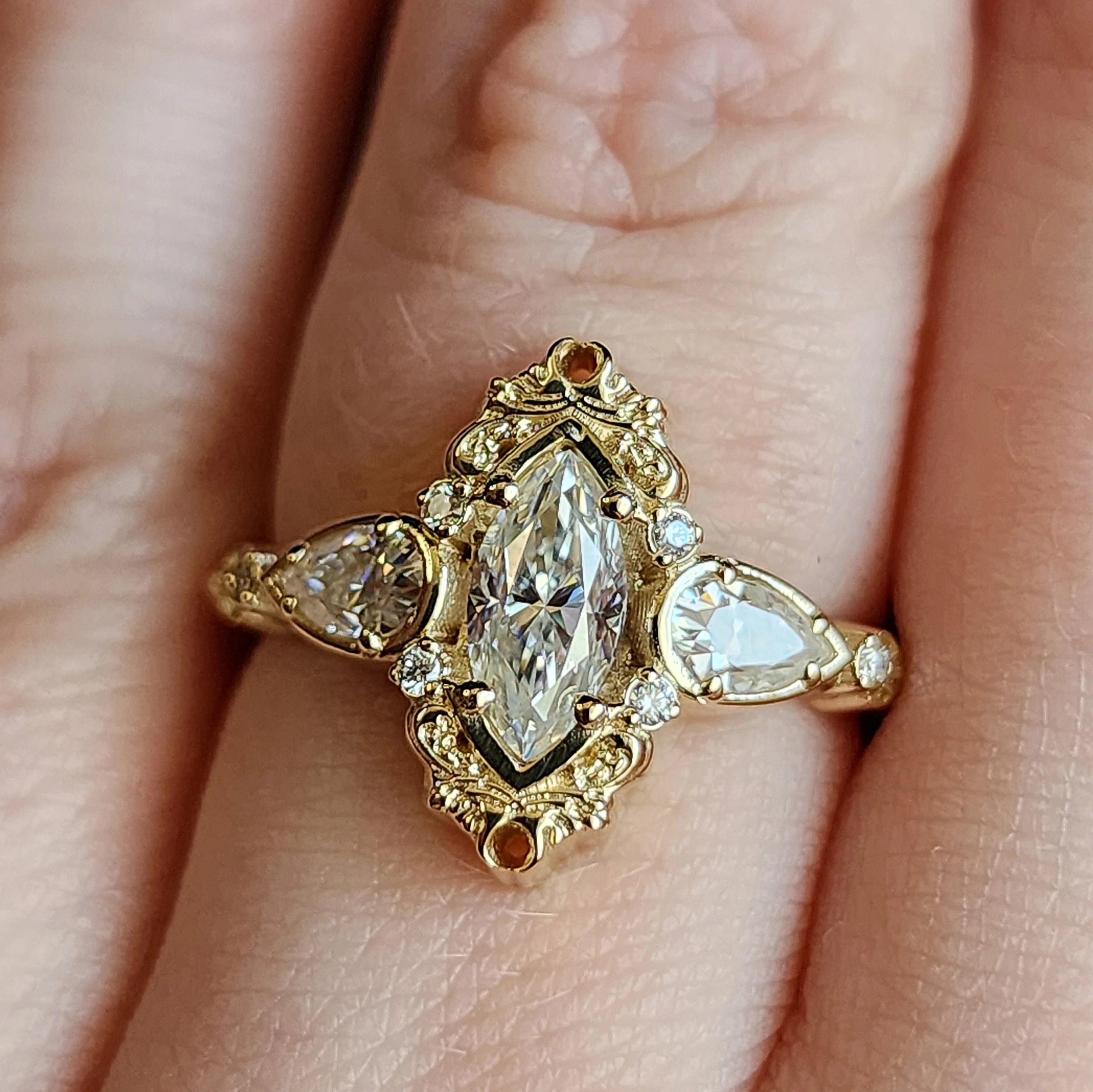 *Setting Only* Odette Engagement Ring with Pear Side Stones - Image 6