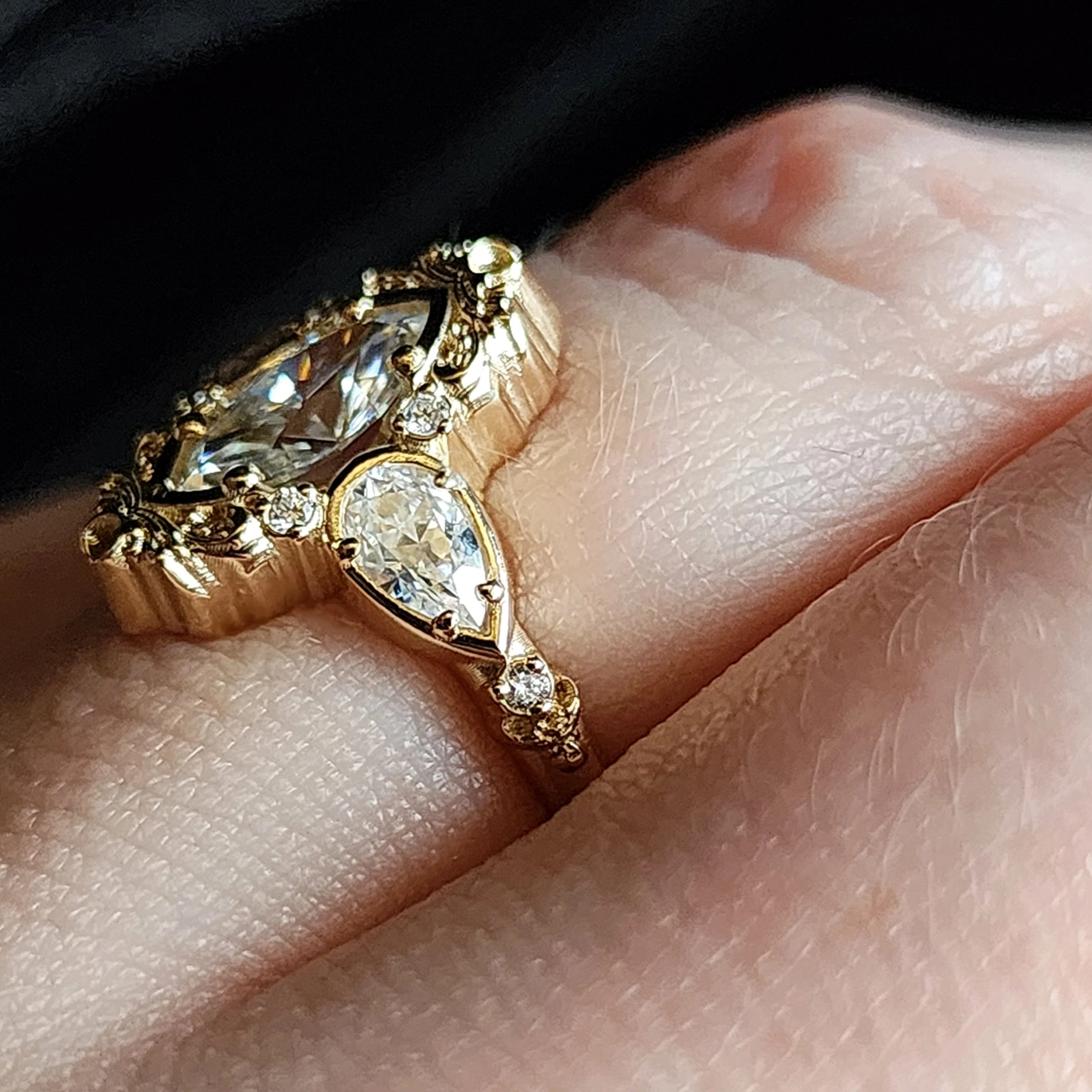 *Setting Only* Odette Engagement Ring with Pear Side Stones - Image 8