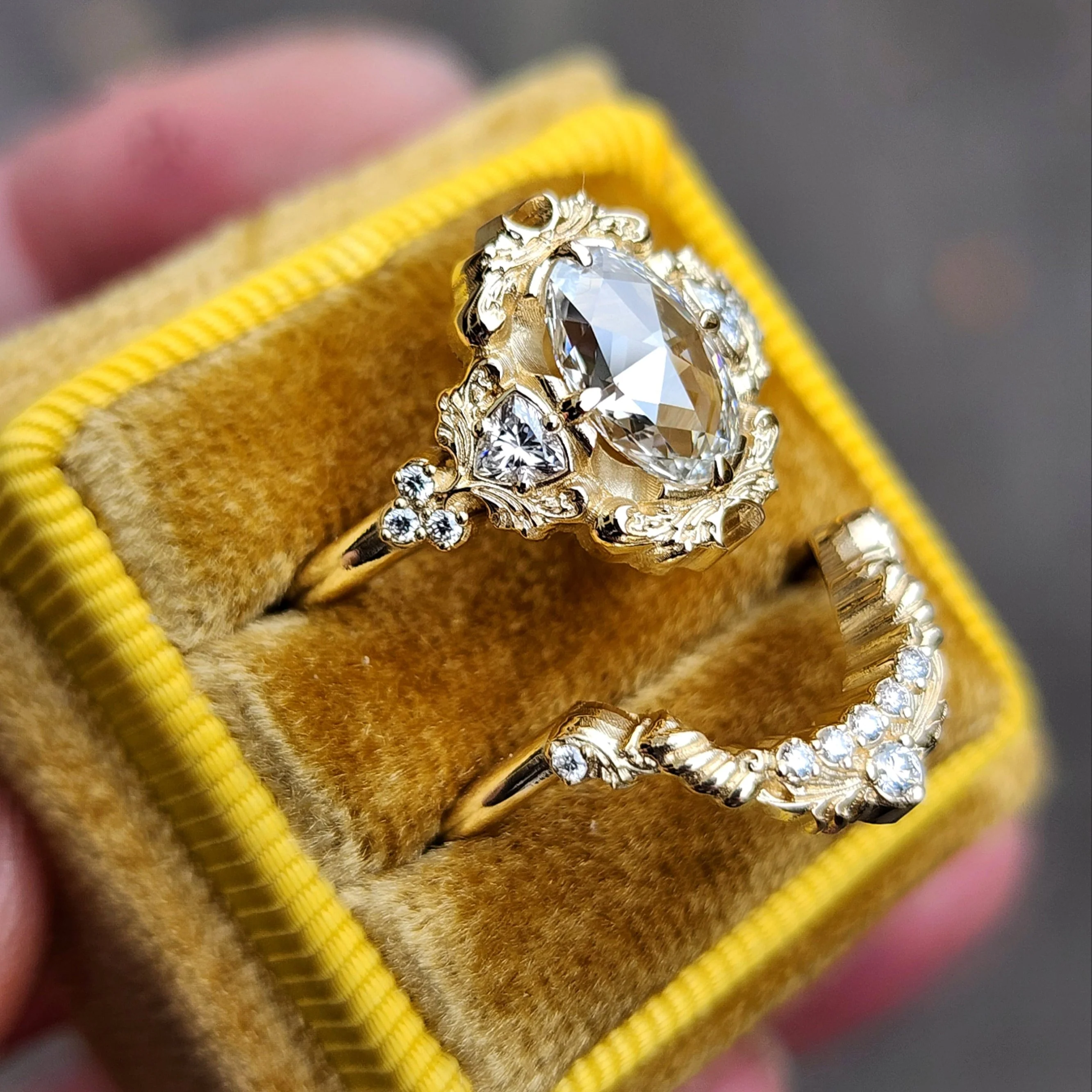 *Setting Only* Ophelia Engagement Ring with Diamond Swing Ring Wedding Band - Image 5