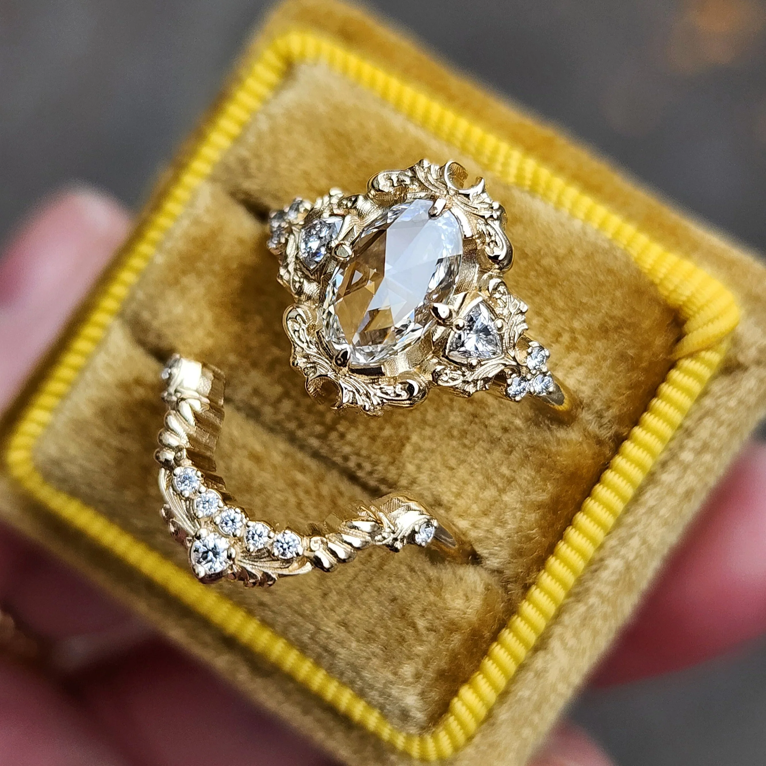 *Setting Only* Ophelia Engagement Ring with Diamond Swing Ring Wedding Band - Image 8