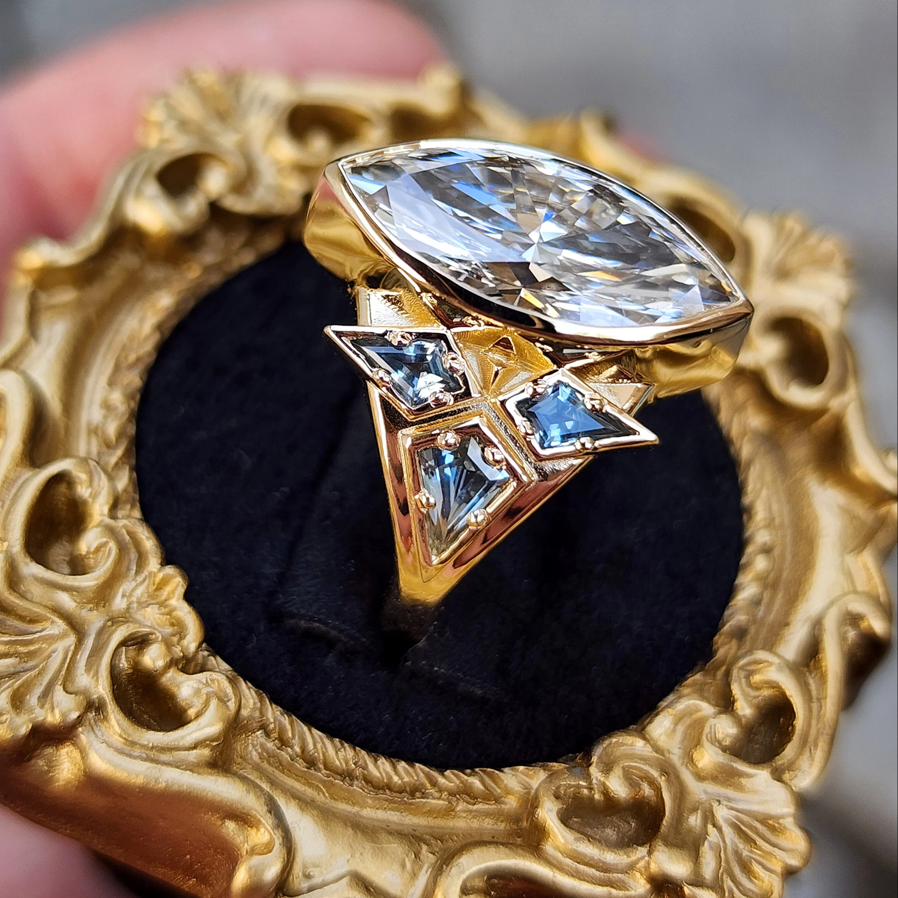 *Setting Only* Valkyrie Ring with Montana Sapphire Kites - Image 4