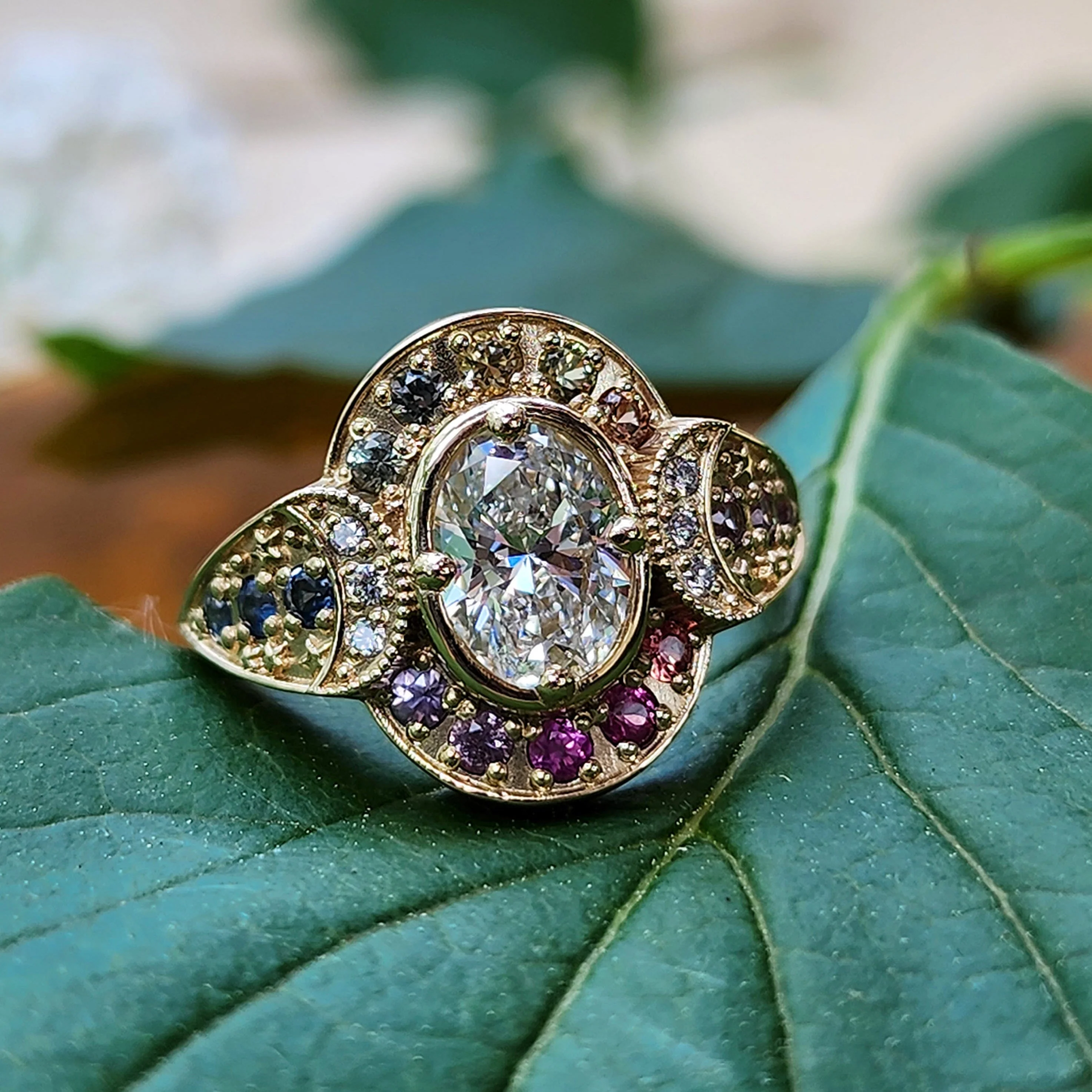 *Setting Only* Spectrum Moon Ring for Build you own Ring - Image 5