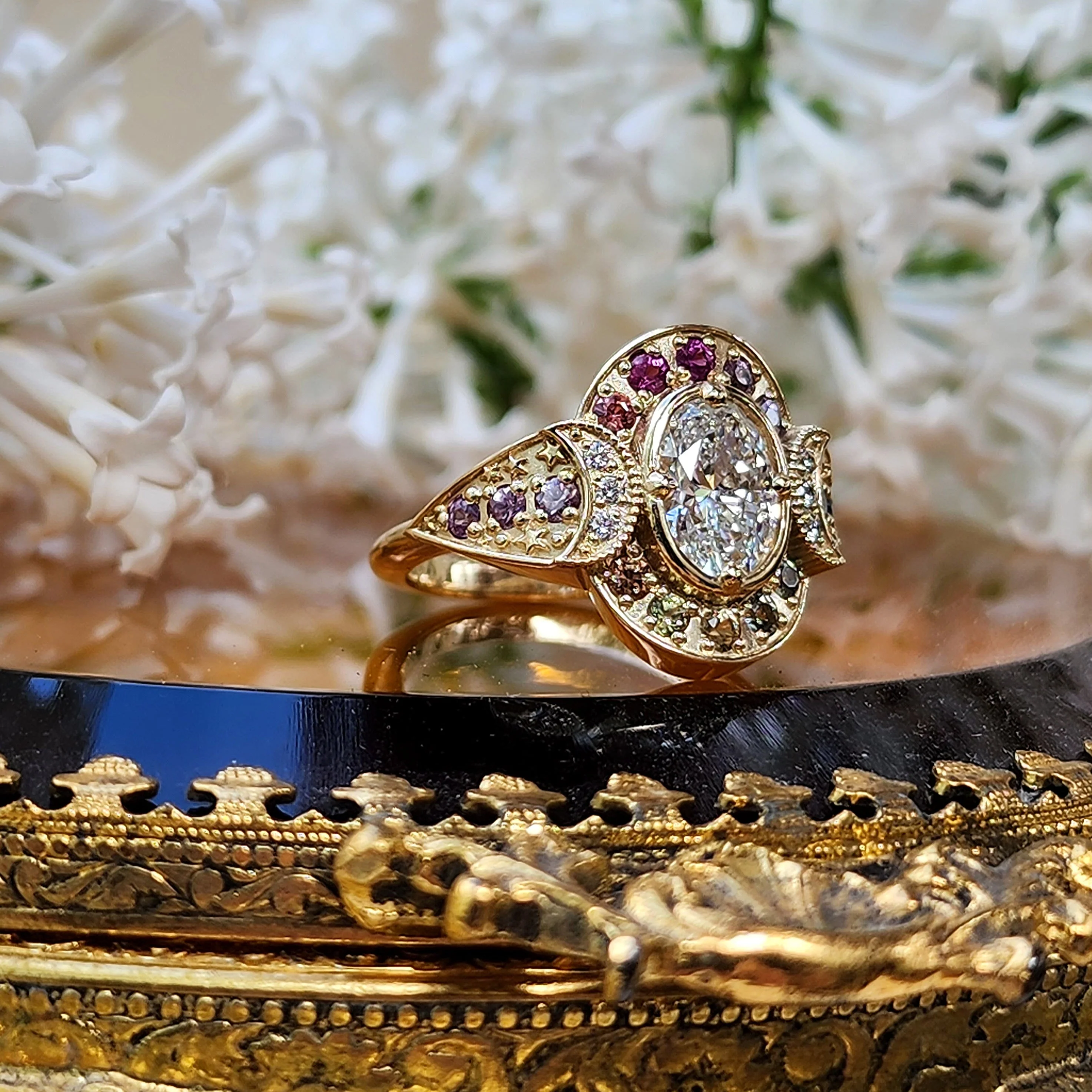 *Setting Only* Spectrum Moon Ring for Build you own Ring - Image 7